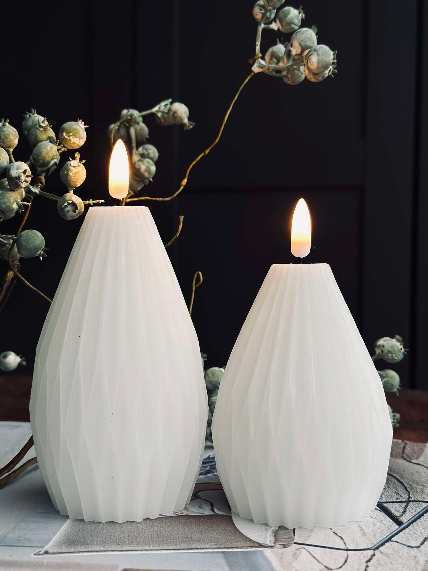 LED Bloklys / Riller – 2 stk Hvid