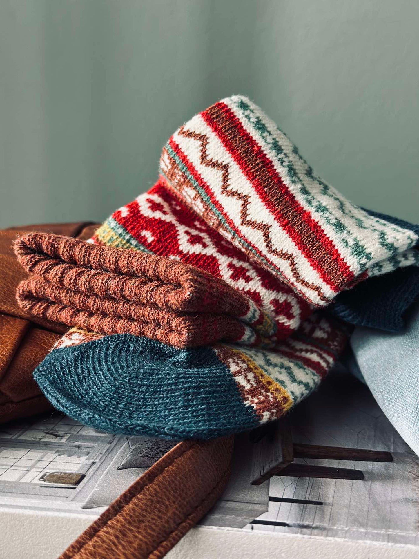 Strømper i flotte farver - Rød mix