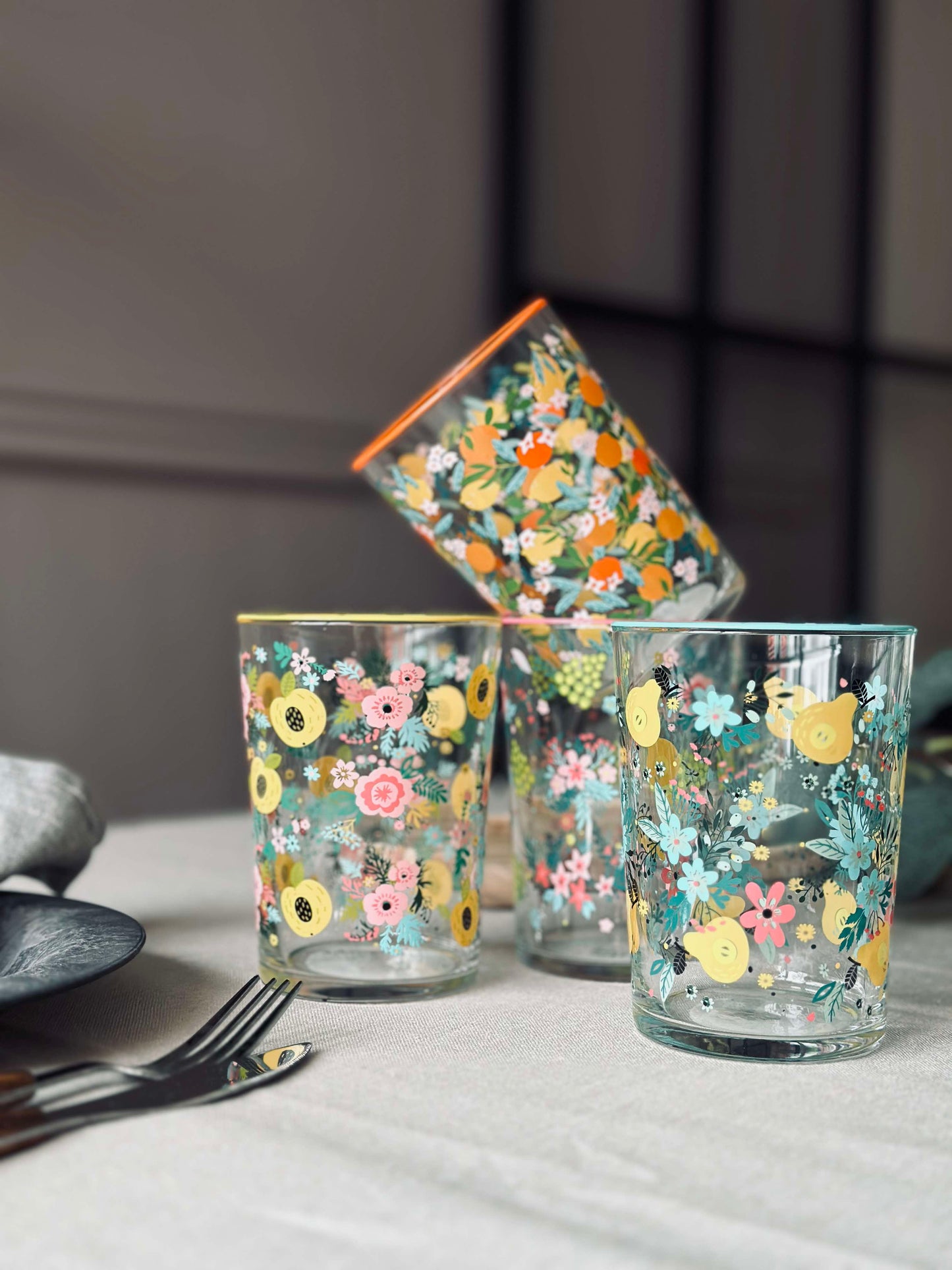 Drikkeglas FLORA - Sæt med 4 glas