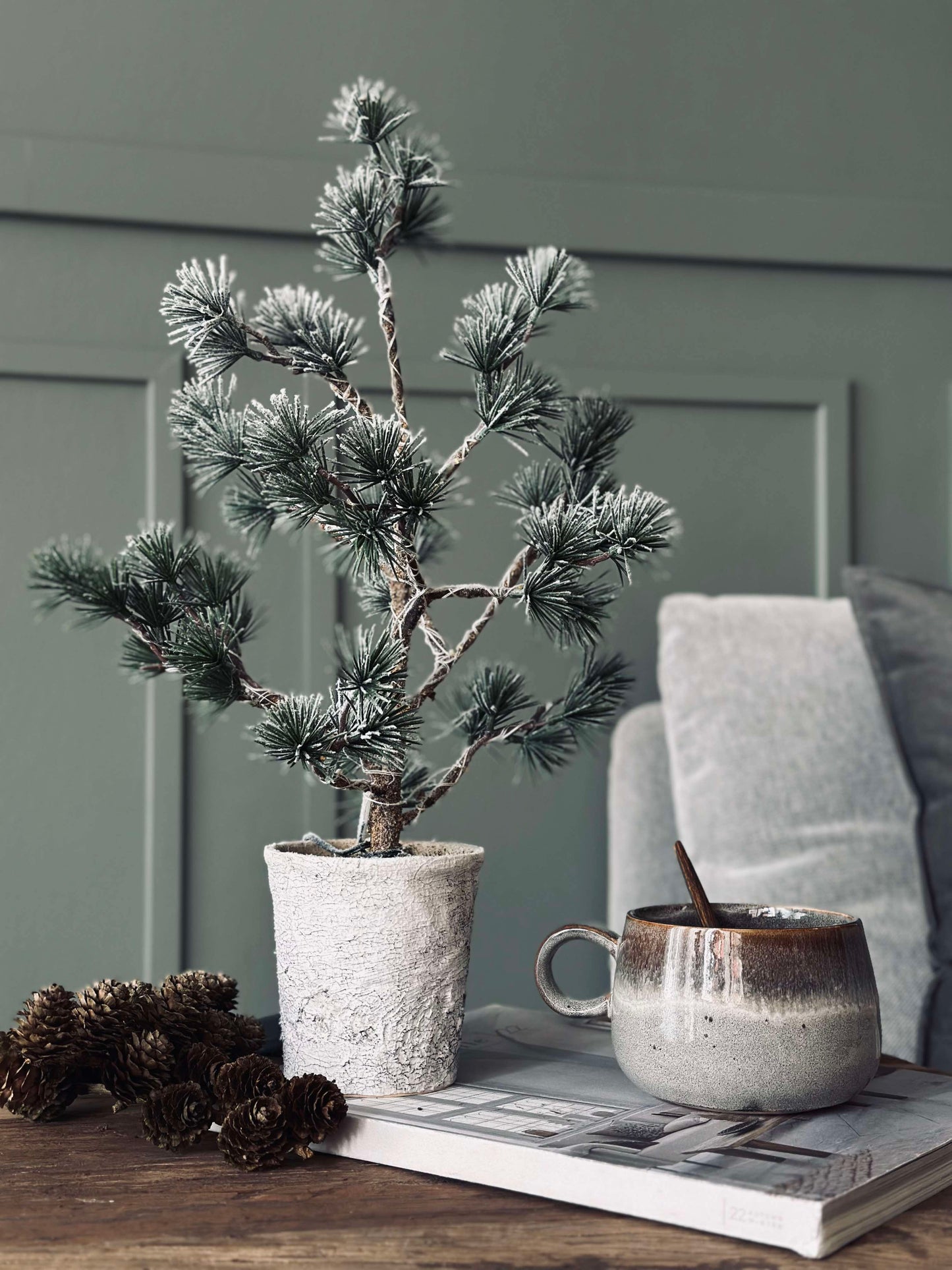 Cedertræ med lyskæde - 45 cm