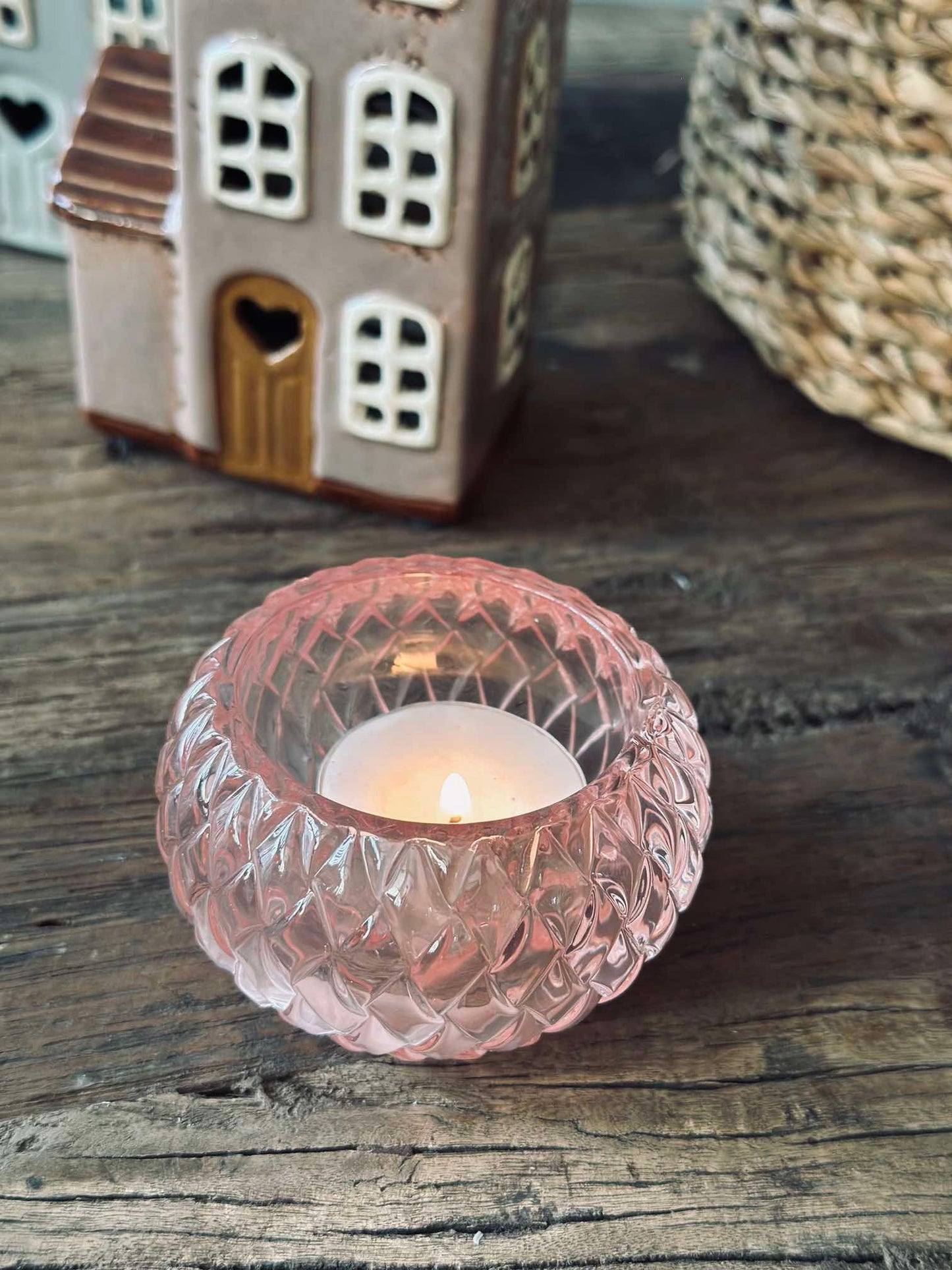 Lysestage til fyrfadslys Diamond - Light Pink