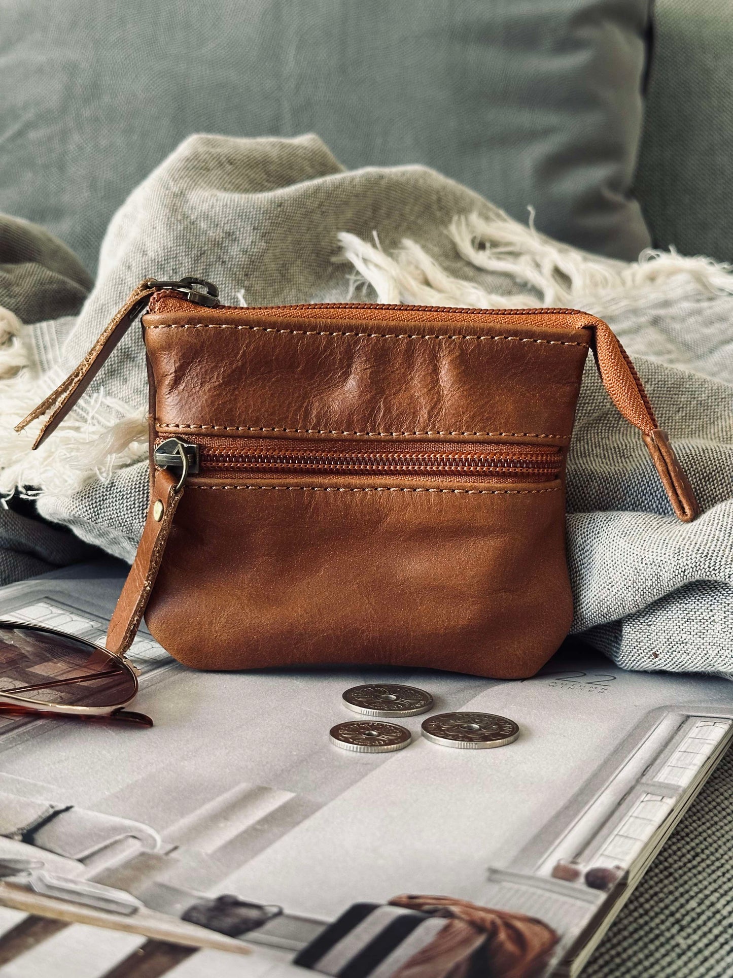 Pung Cognac Bøffellæder