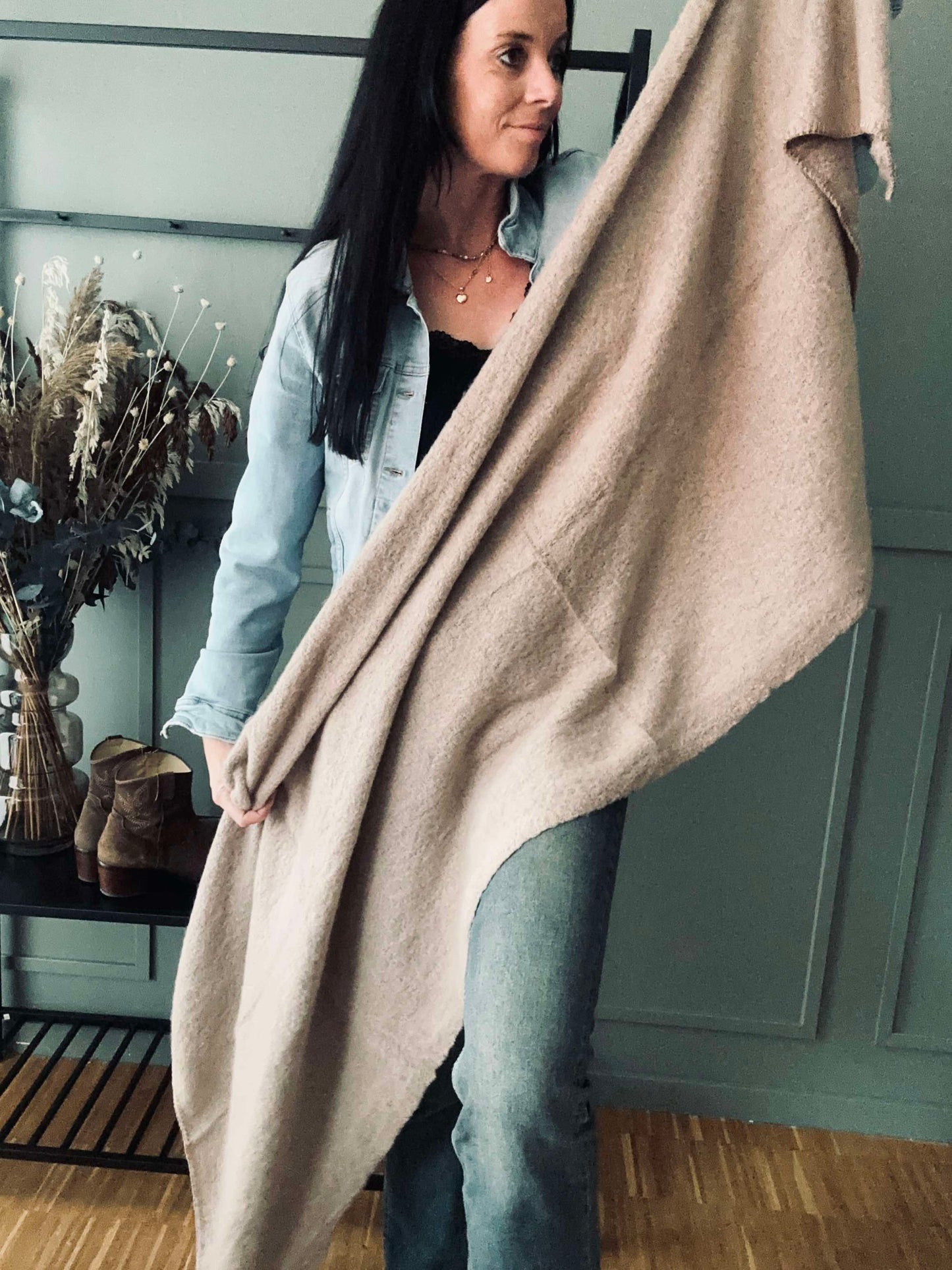 Tørklæde MILA Beige / Rose