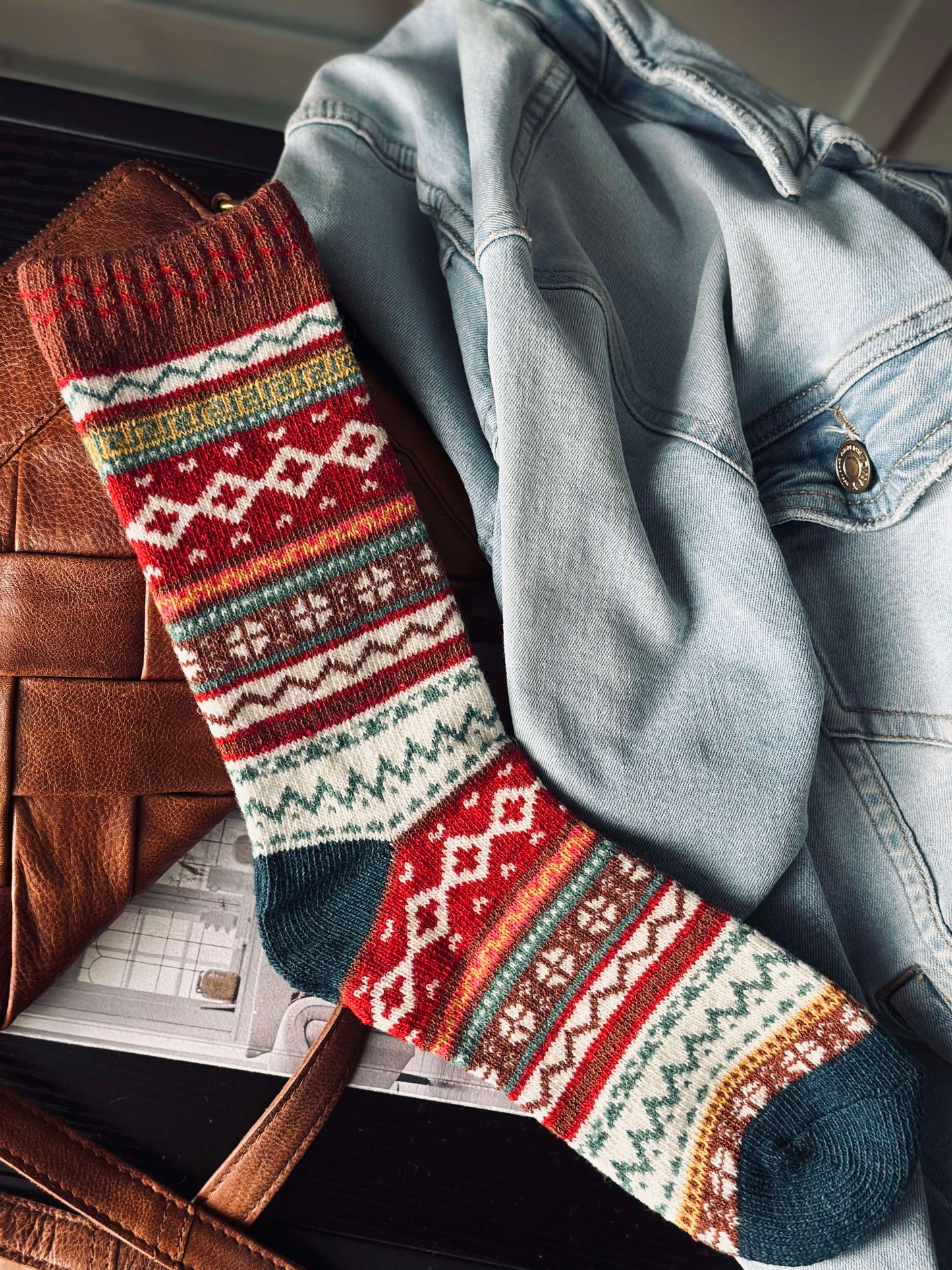 Strømper i flotte farver - Rød mix