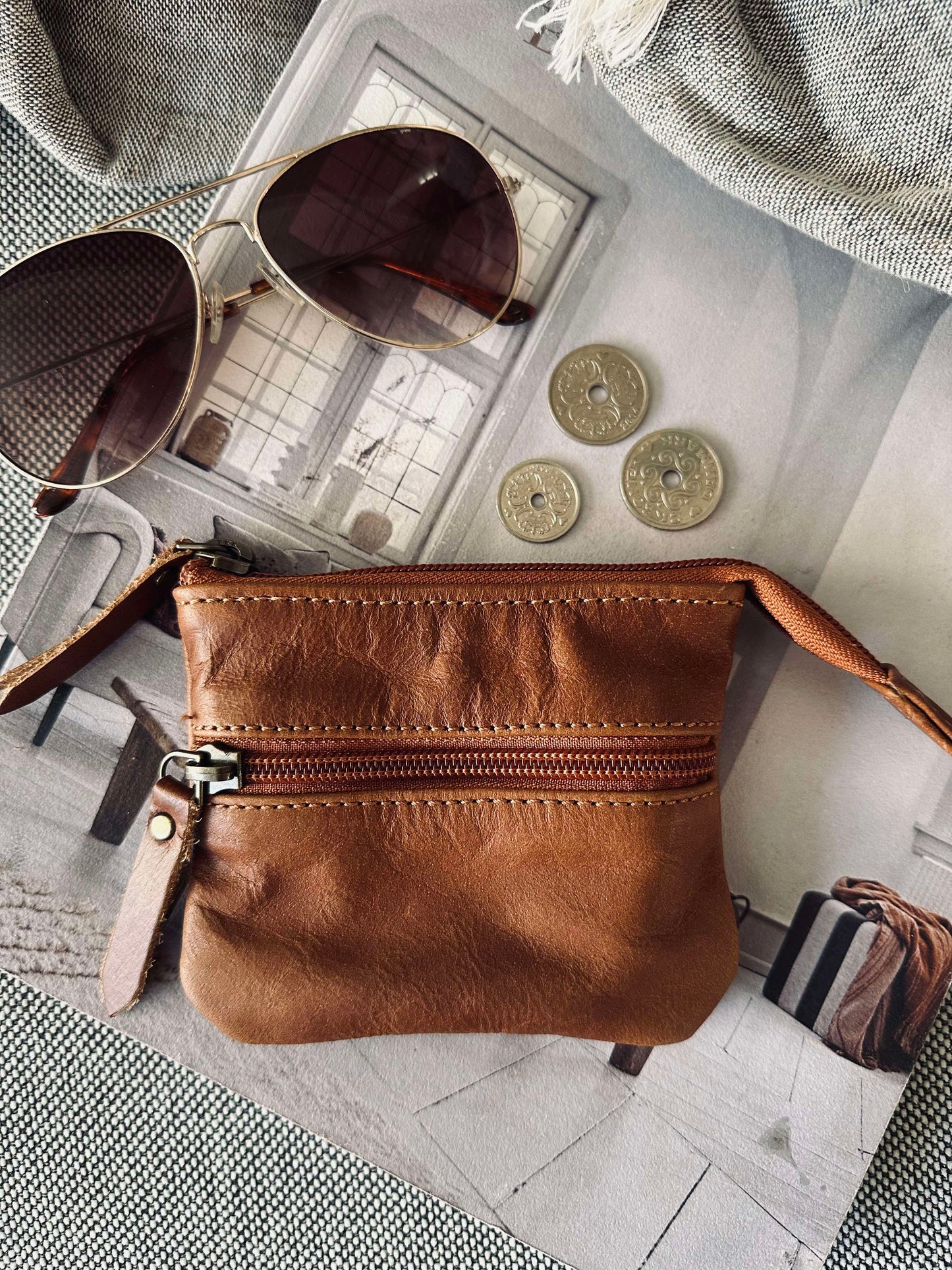 Pung Cognac Bøffellæder