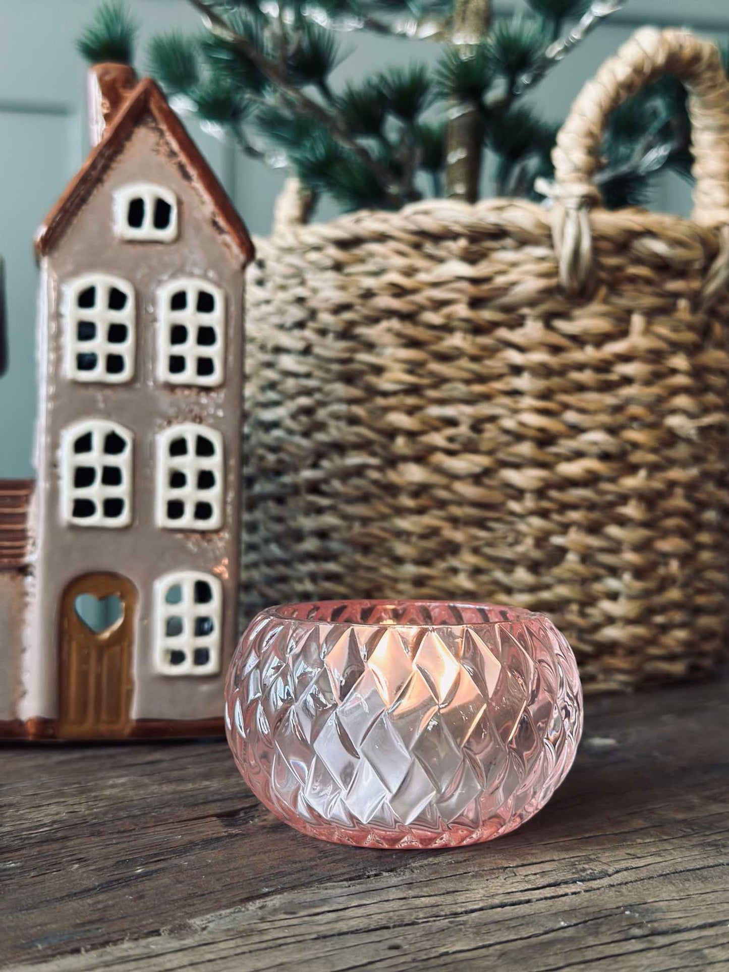 Lysestage til fyrfadslys Diamond - Light Pink