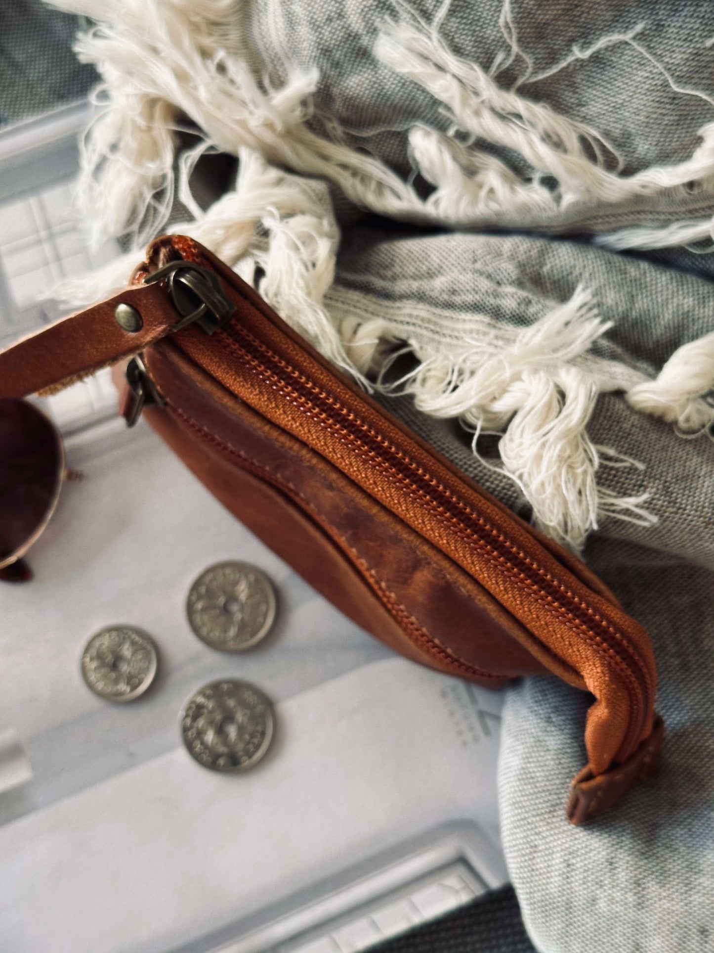 Pung Cognac Bøffellæder