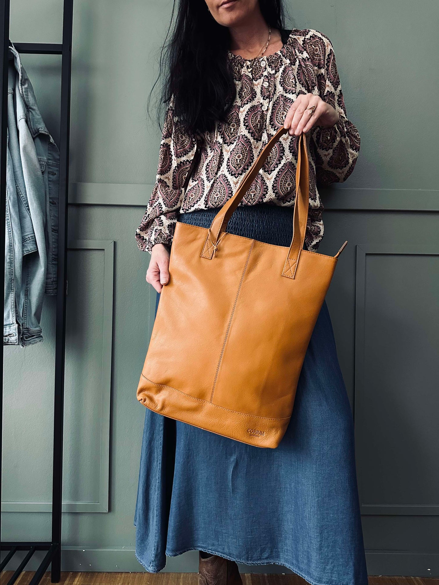 Shopper Marina i blød skind - Cognac