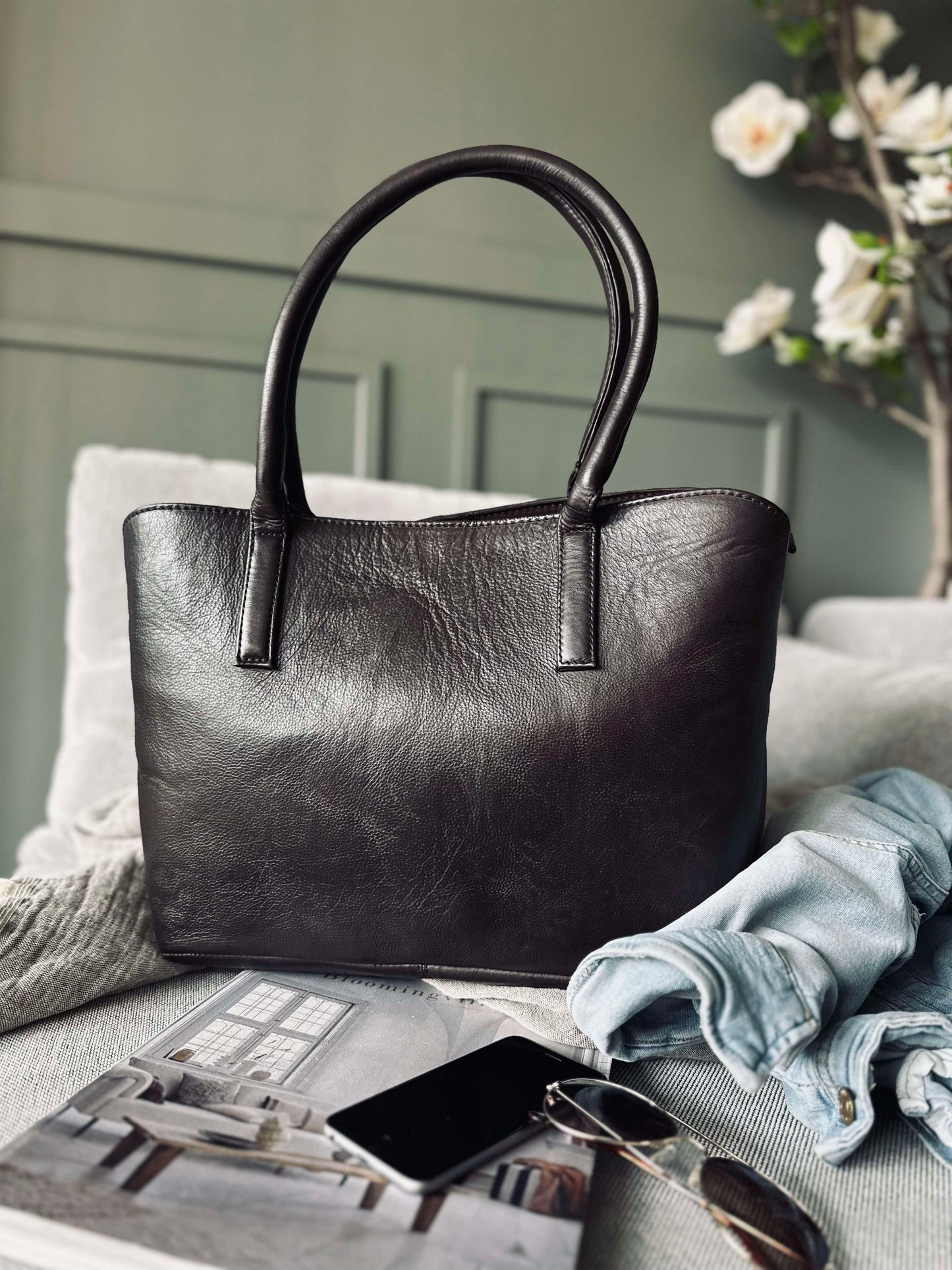 Arbejdstaske / shopper Brown  – Soft leather