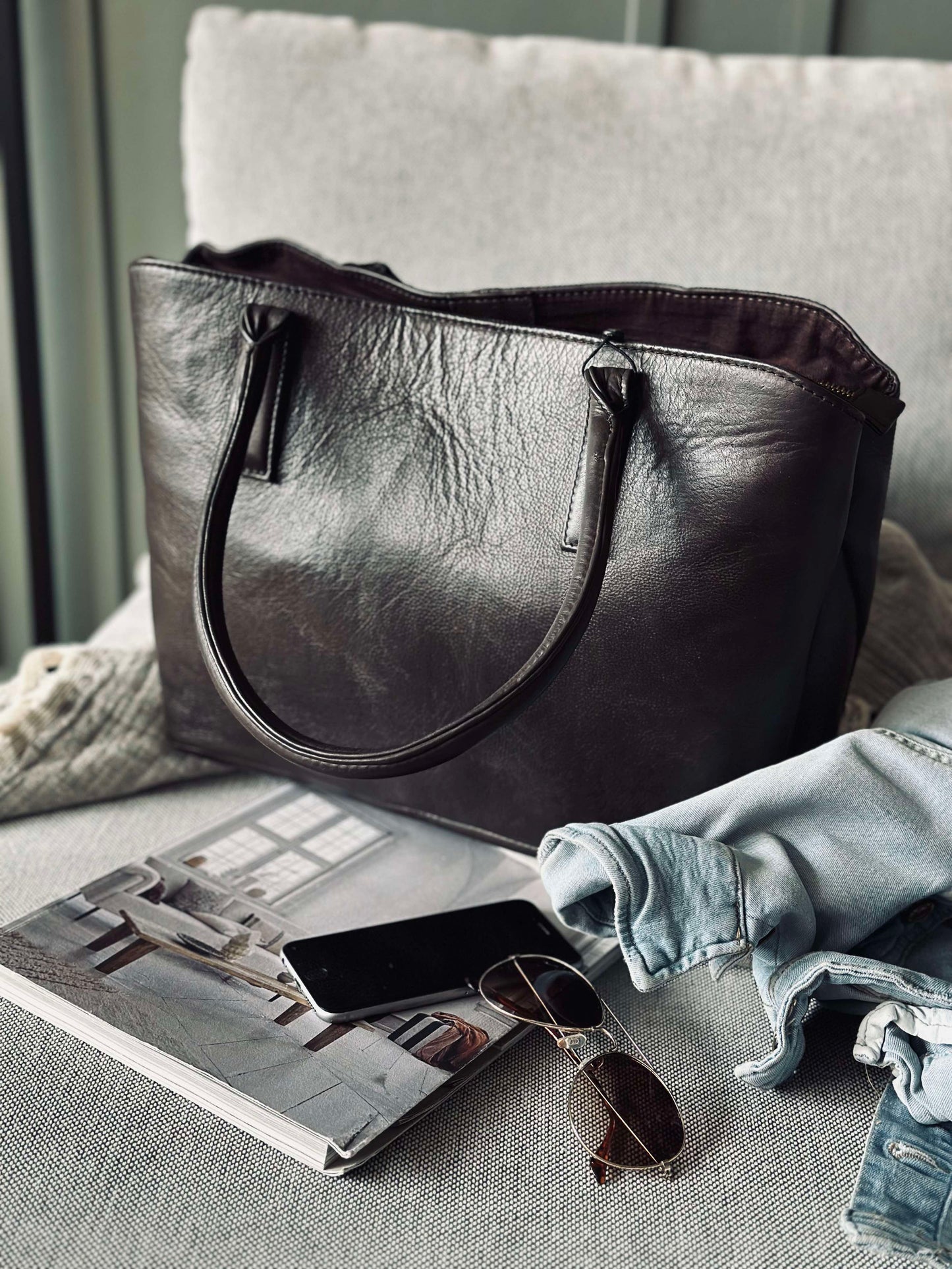Arbejdstaske / shopper Brown  – Soft leather