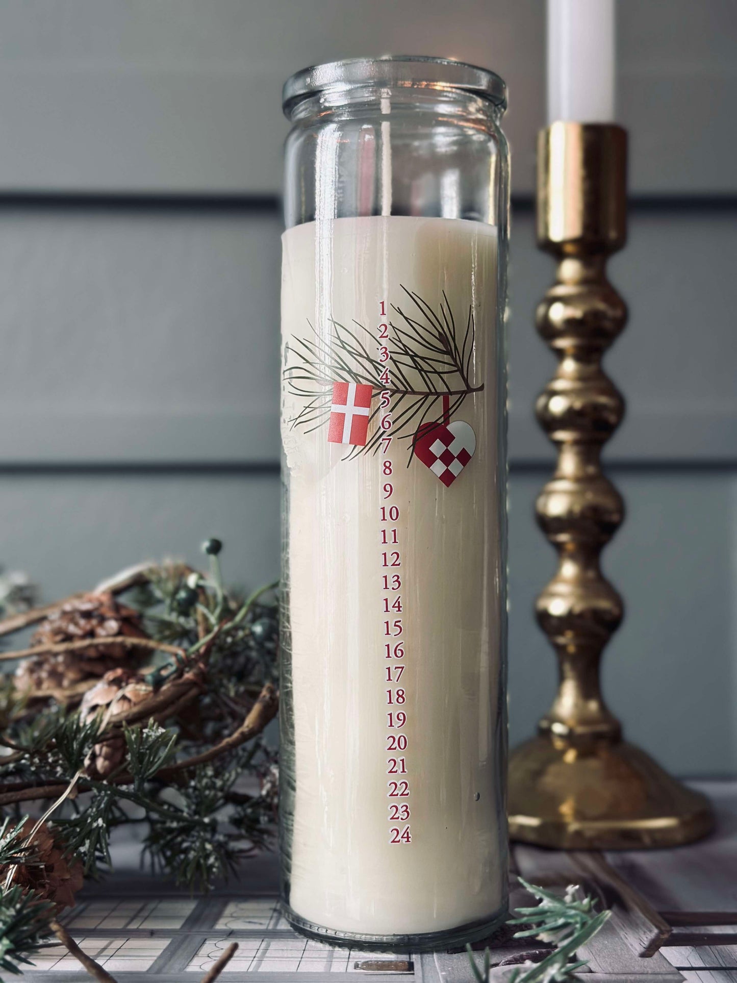 Kalenderlys i glas - Dansk Jul