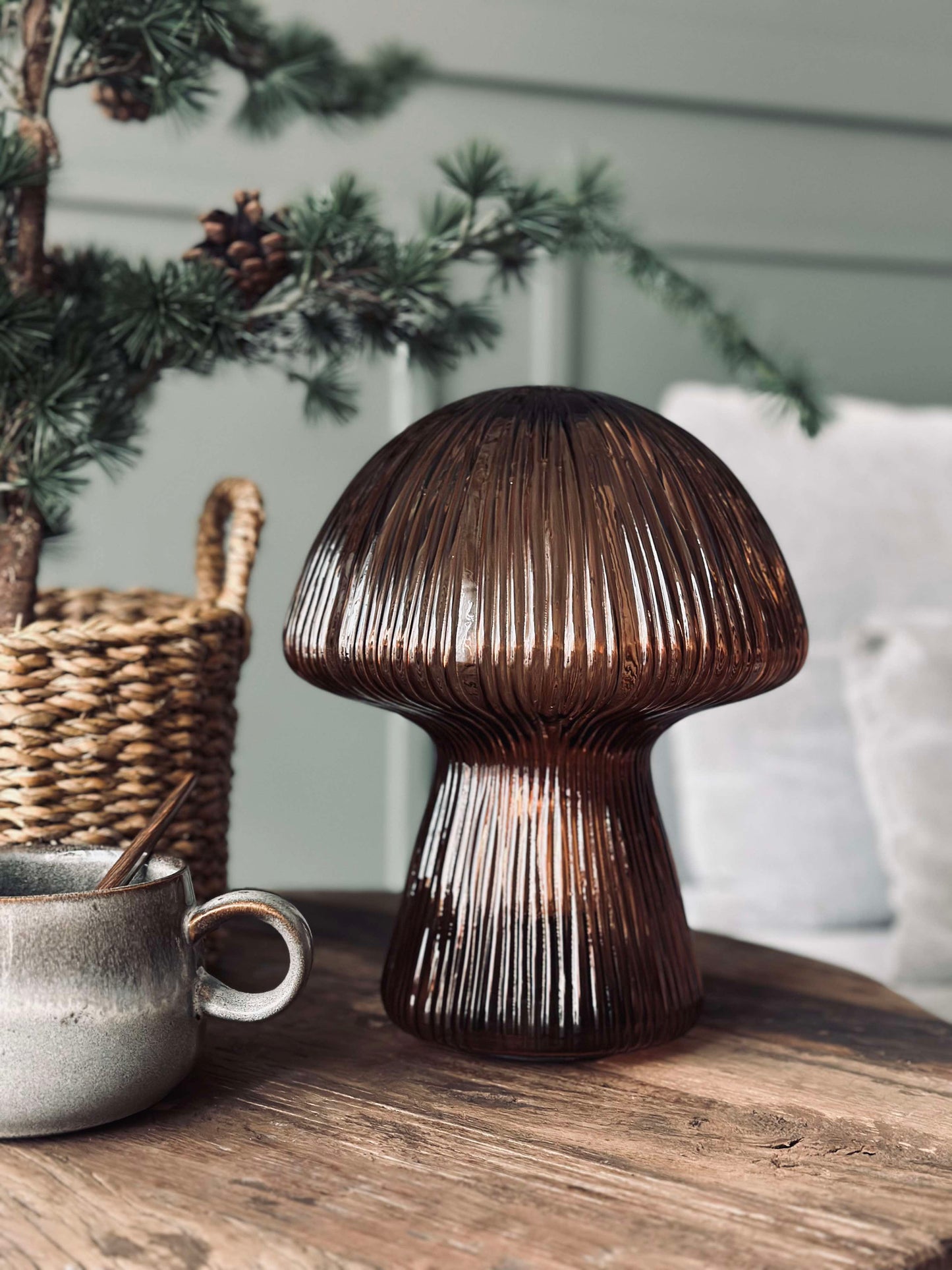 Mushroom med riller 25cm - Brun