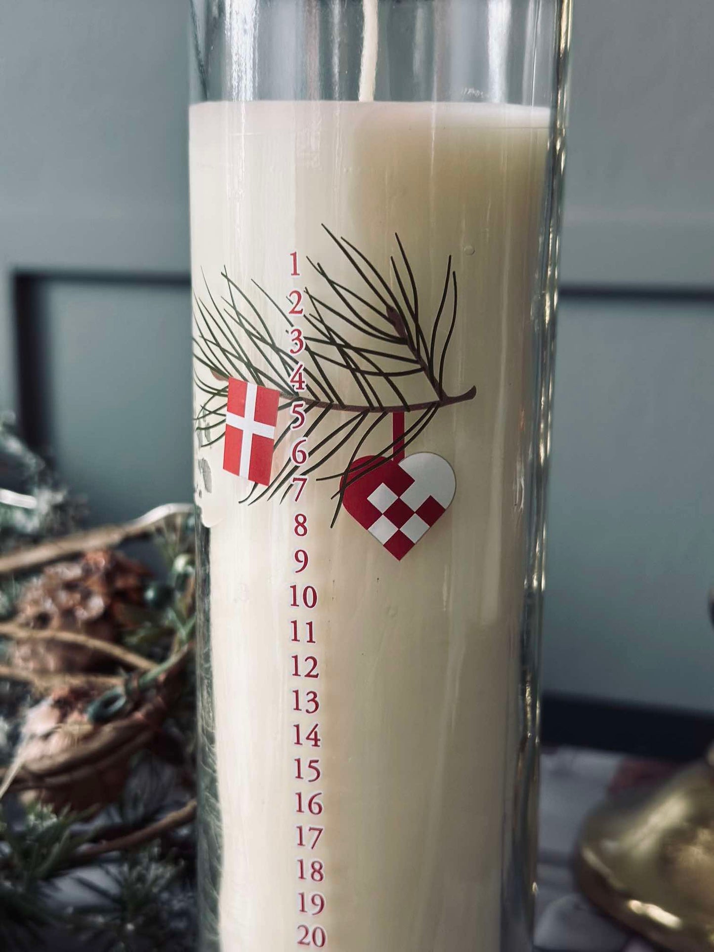 Kalenderlys i glas - Dansk Jul