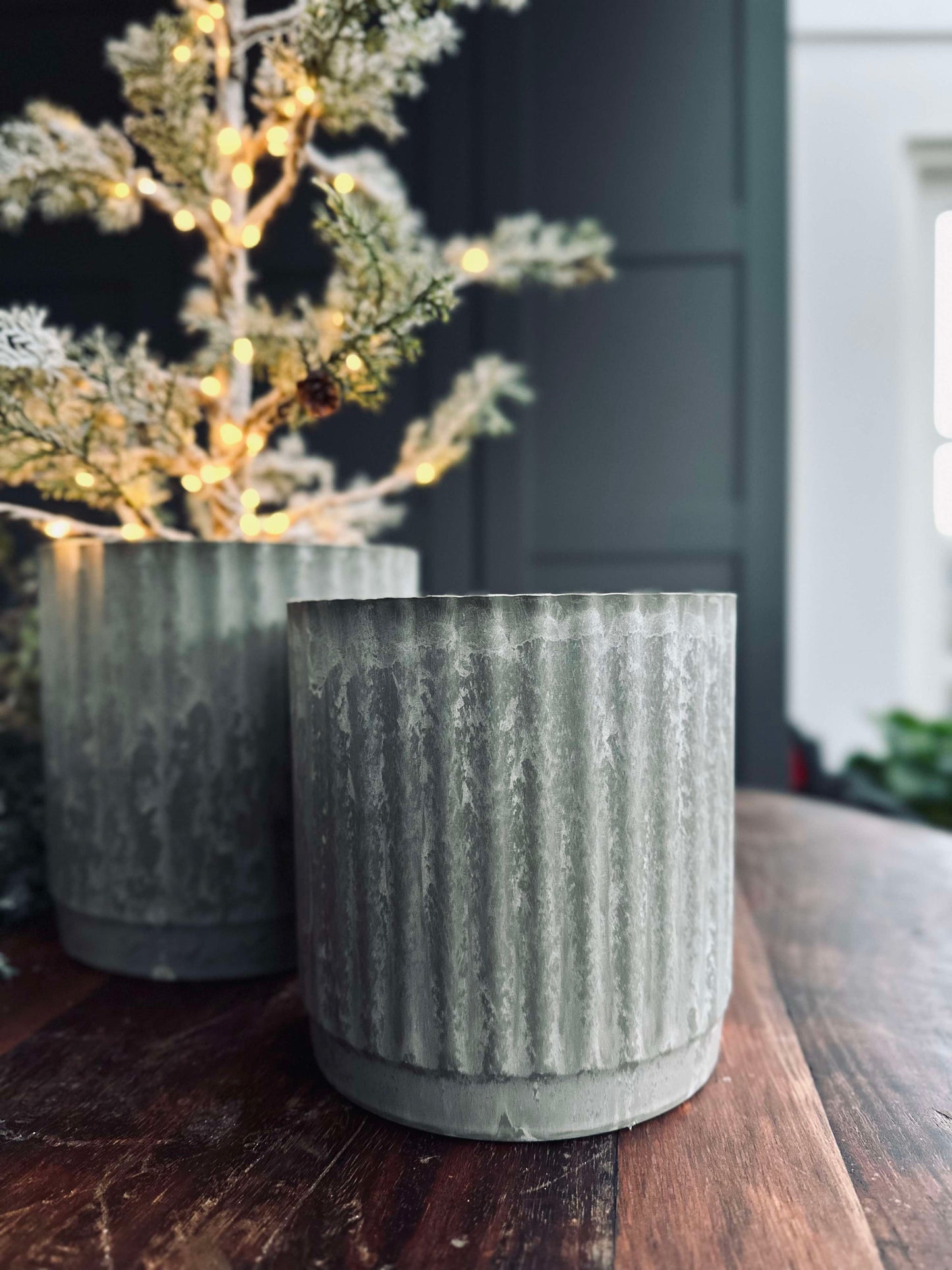 Urtepotter i Grøn beton look - Sæt af 2 stk