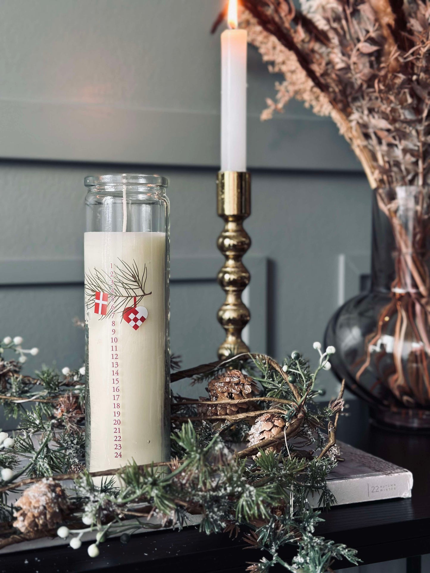 Kalenderlys i glas - Dansk Jul