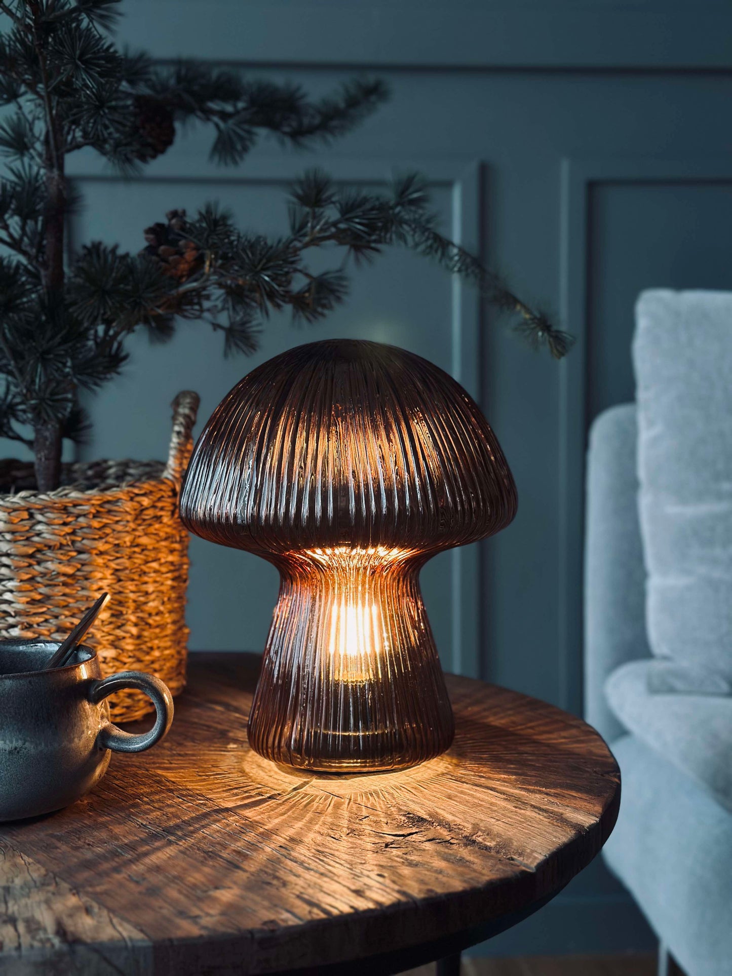 Mushroom med riller 25cm - Brun