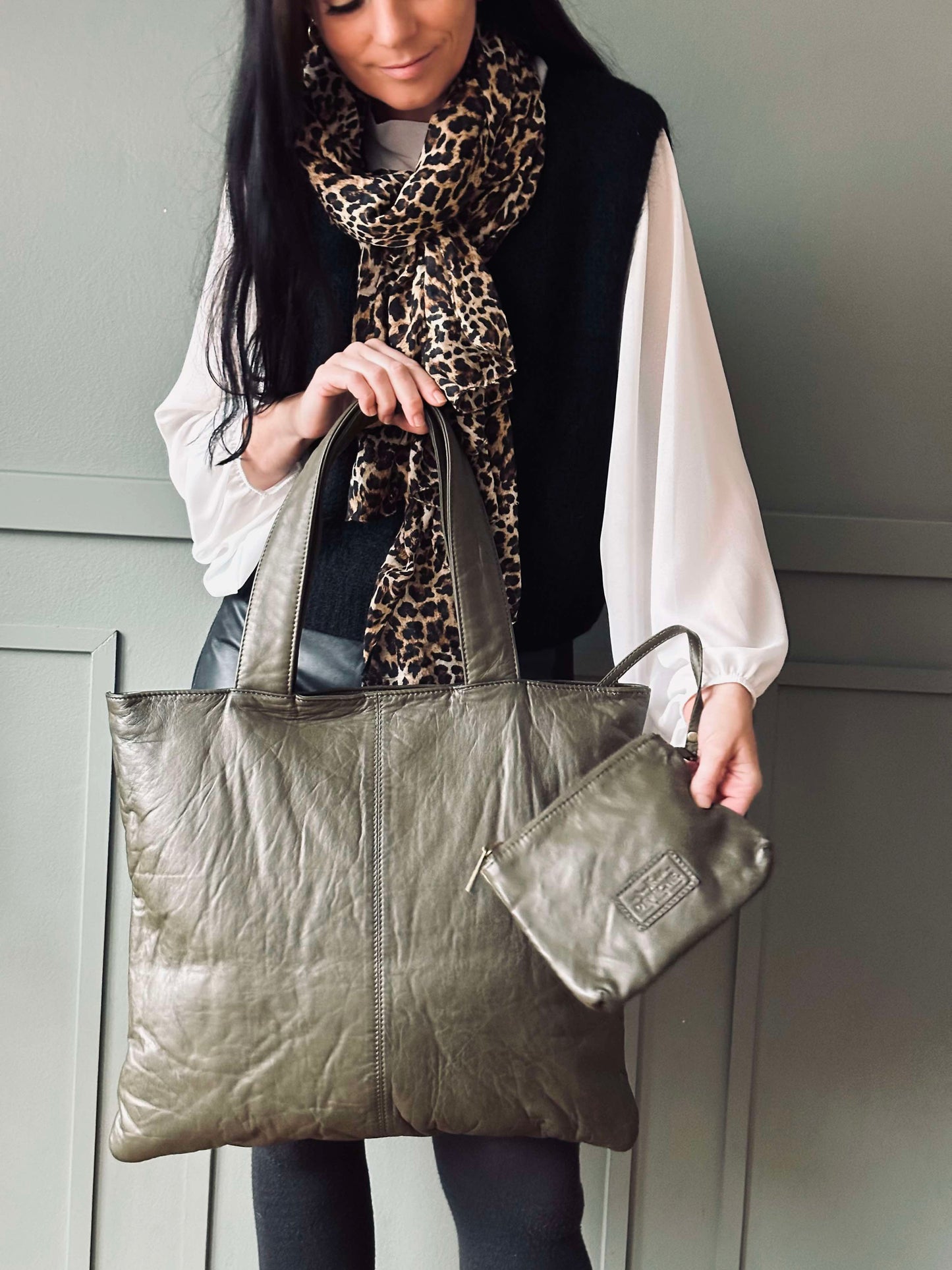 Shopper ink clutch MILLE – Army