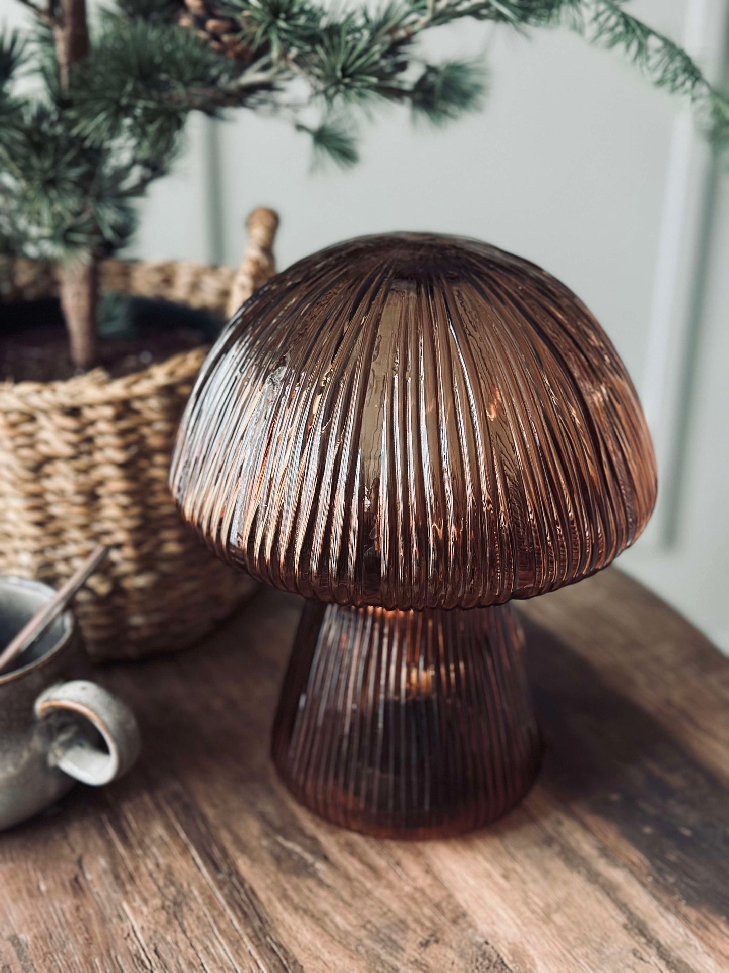 Mushroom med riller 25cm - Brun