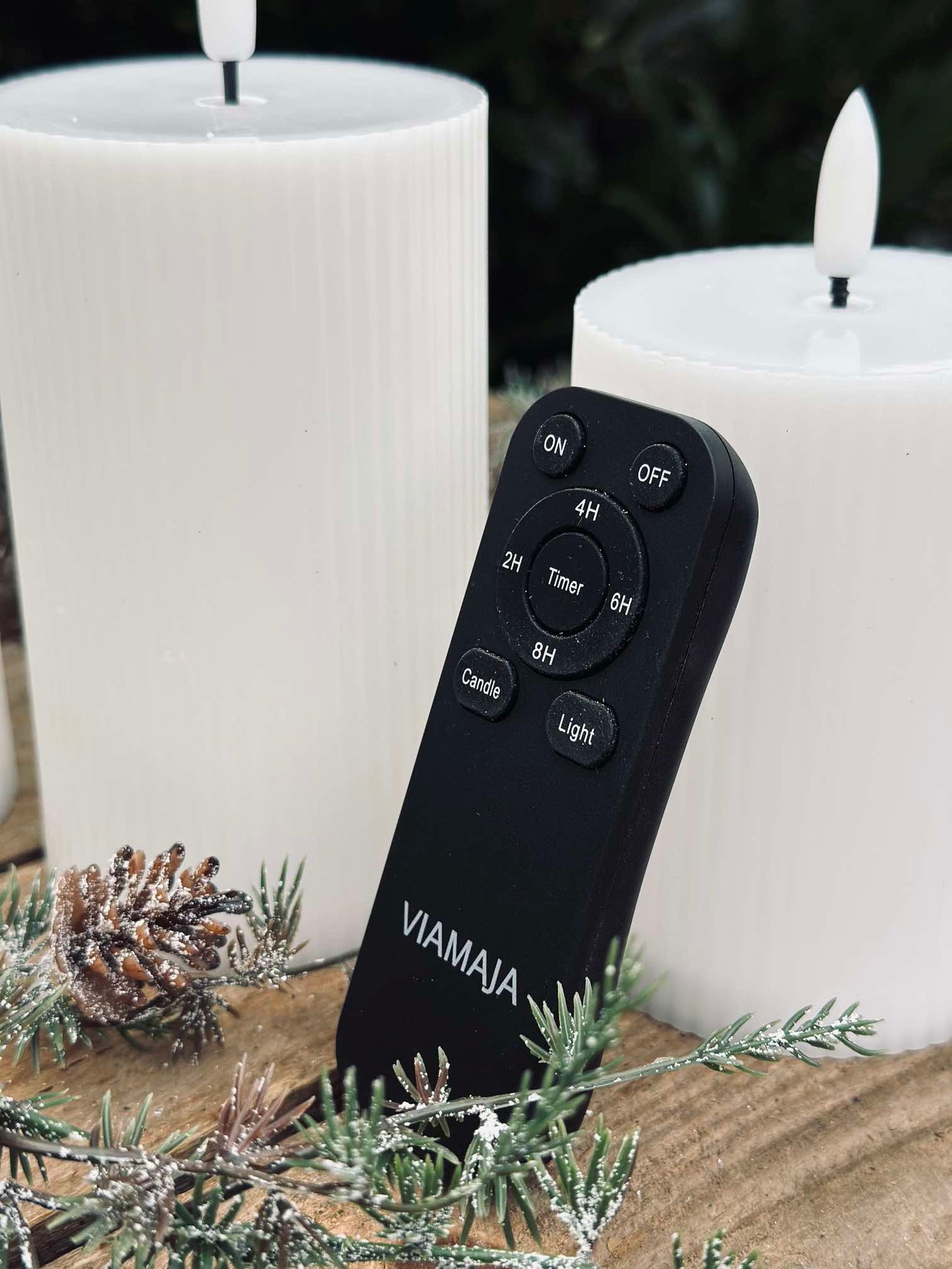 LED Bloklys med riller 3 stk. - Udendørs Hvid