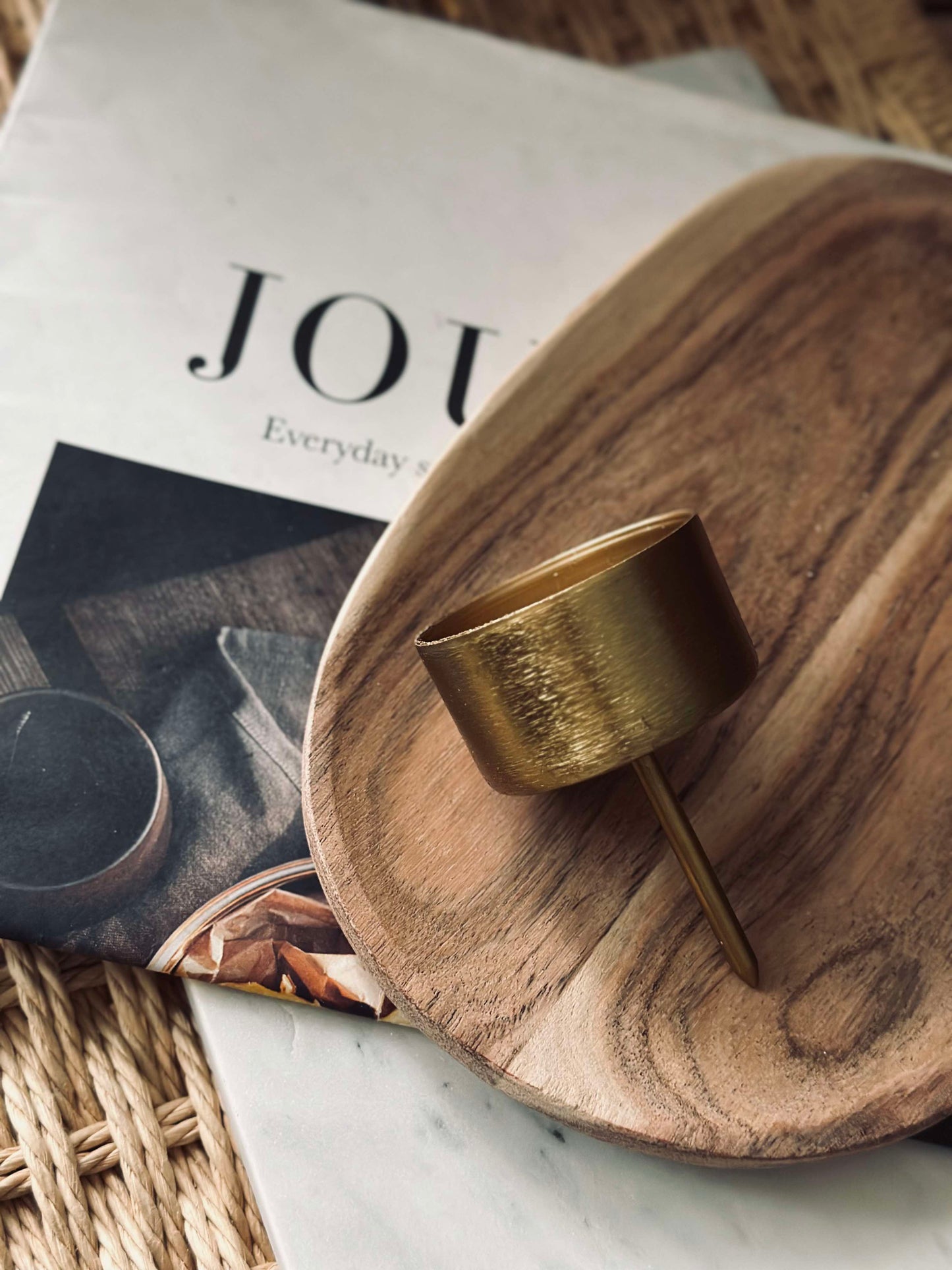 Lysholder m. spyd til bloklys - Guld 1 Stk