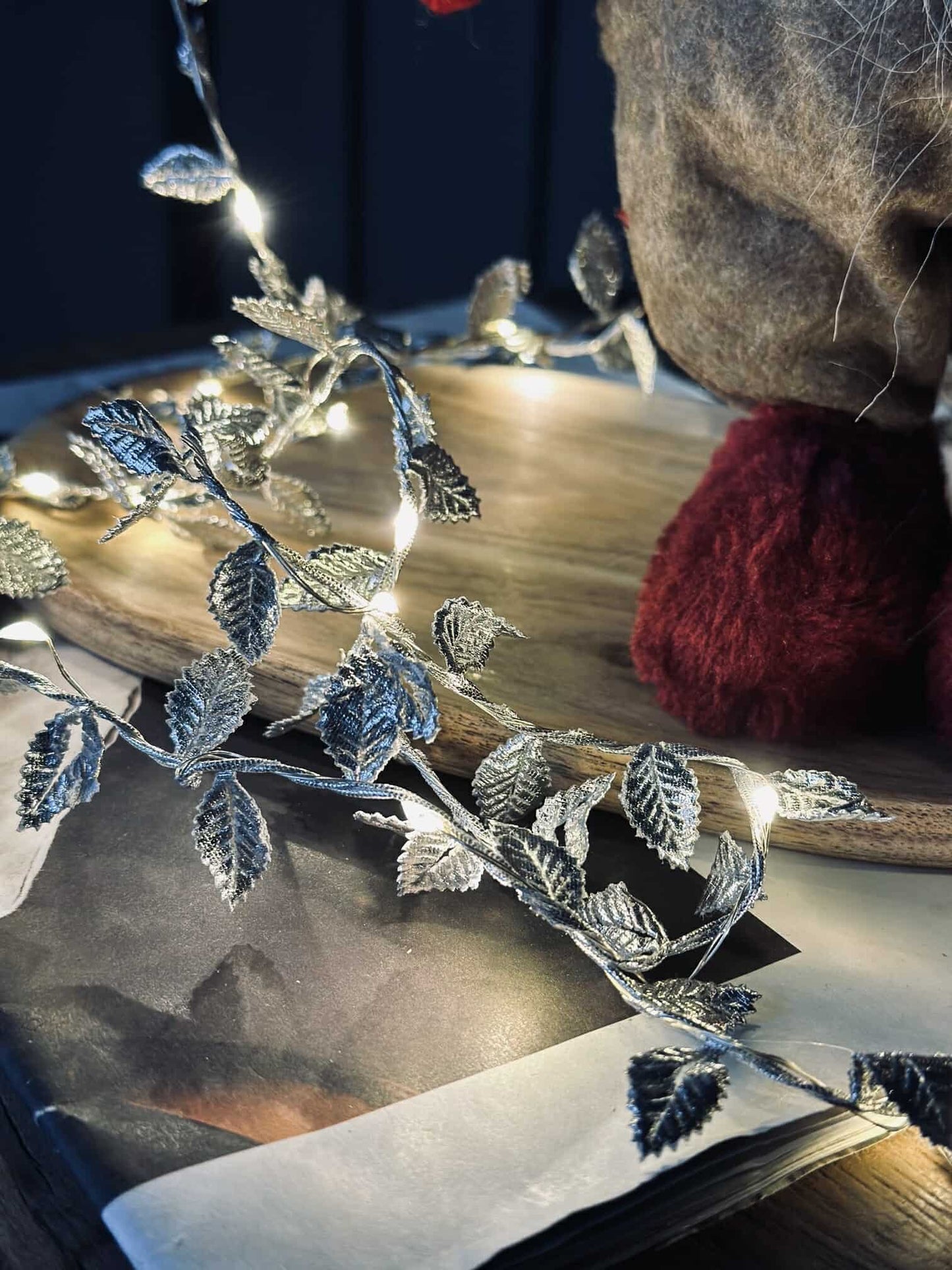 Lyskæde med blade - Silver