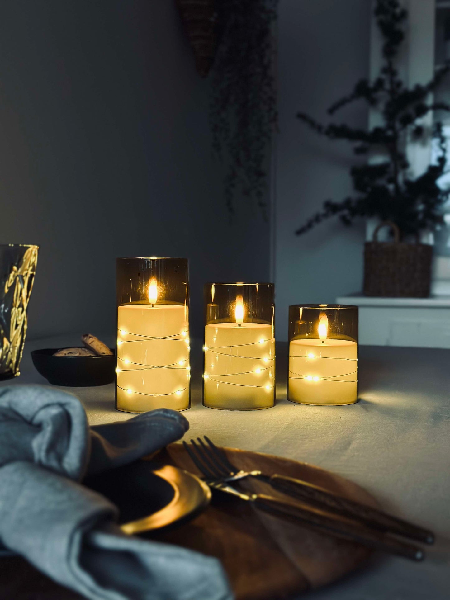 LED Lys ALMA 3 stk m. fjernbetjening