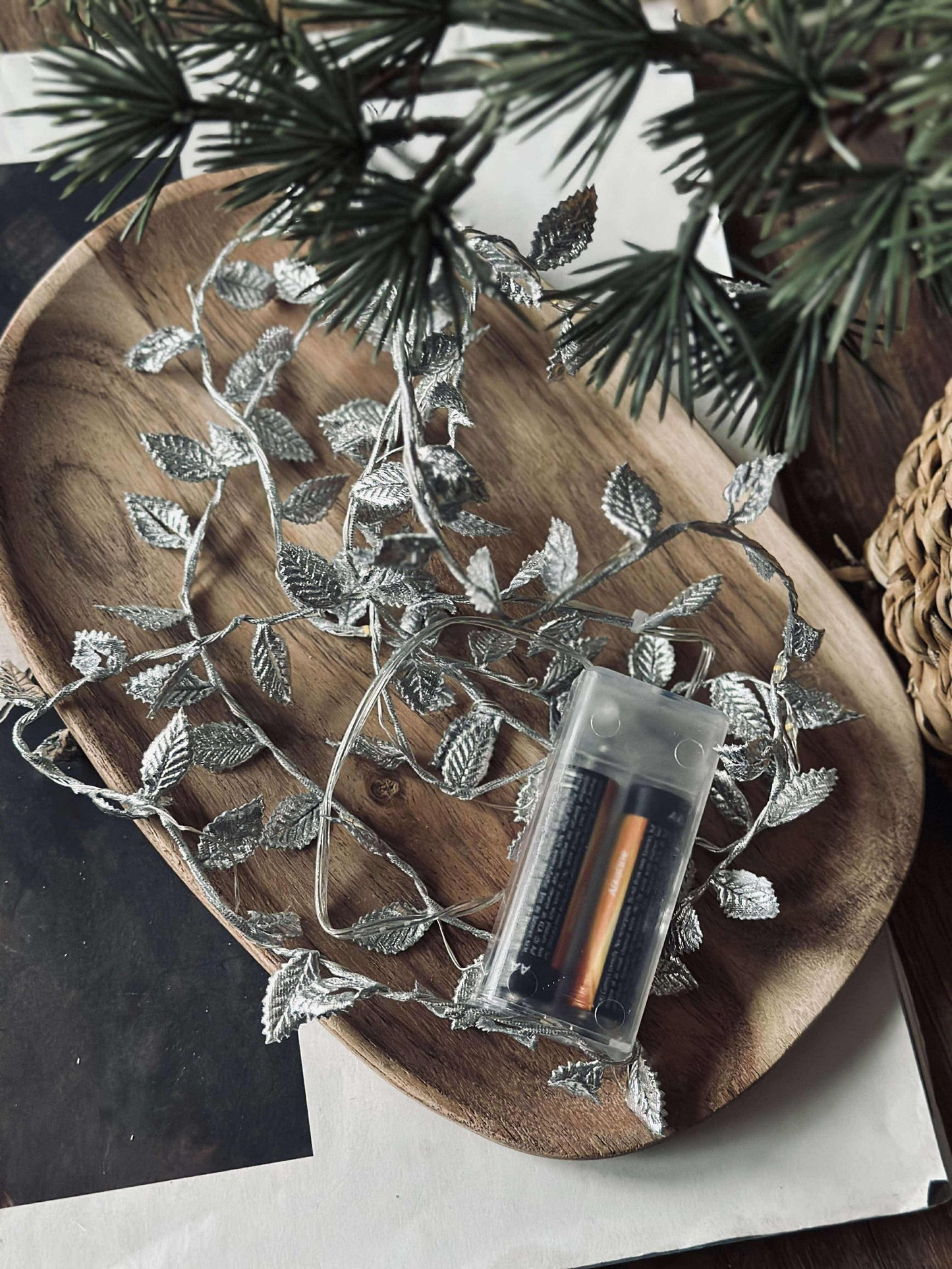 Lyskæde med blade - Silver