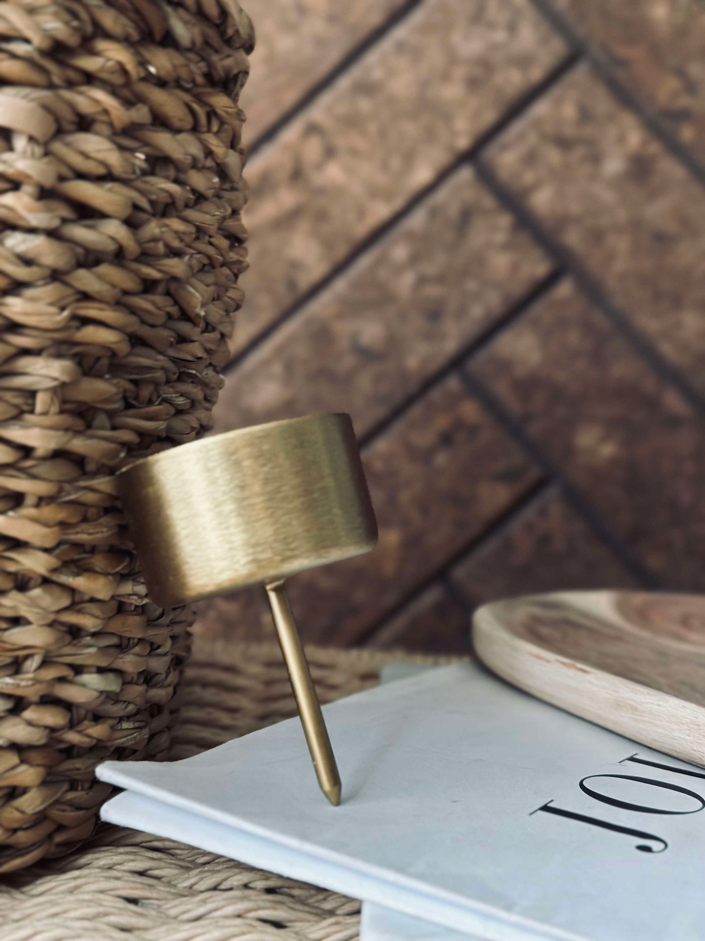 Lysholder m. spyd til bloklys - Guld 1 Stk