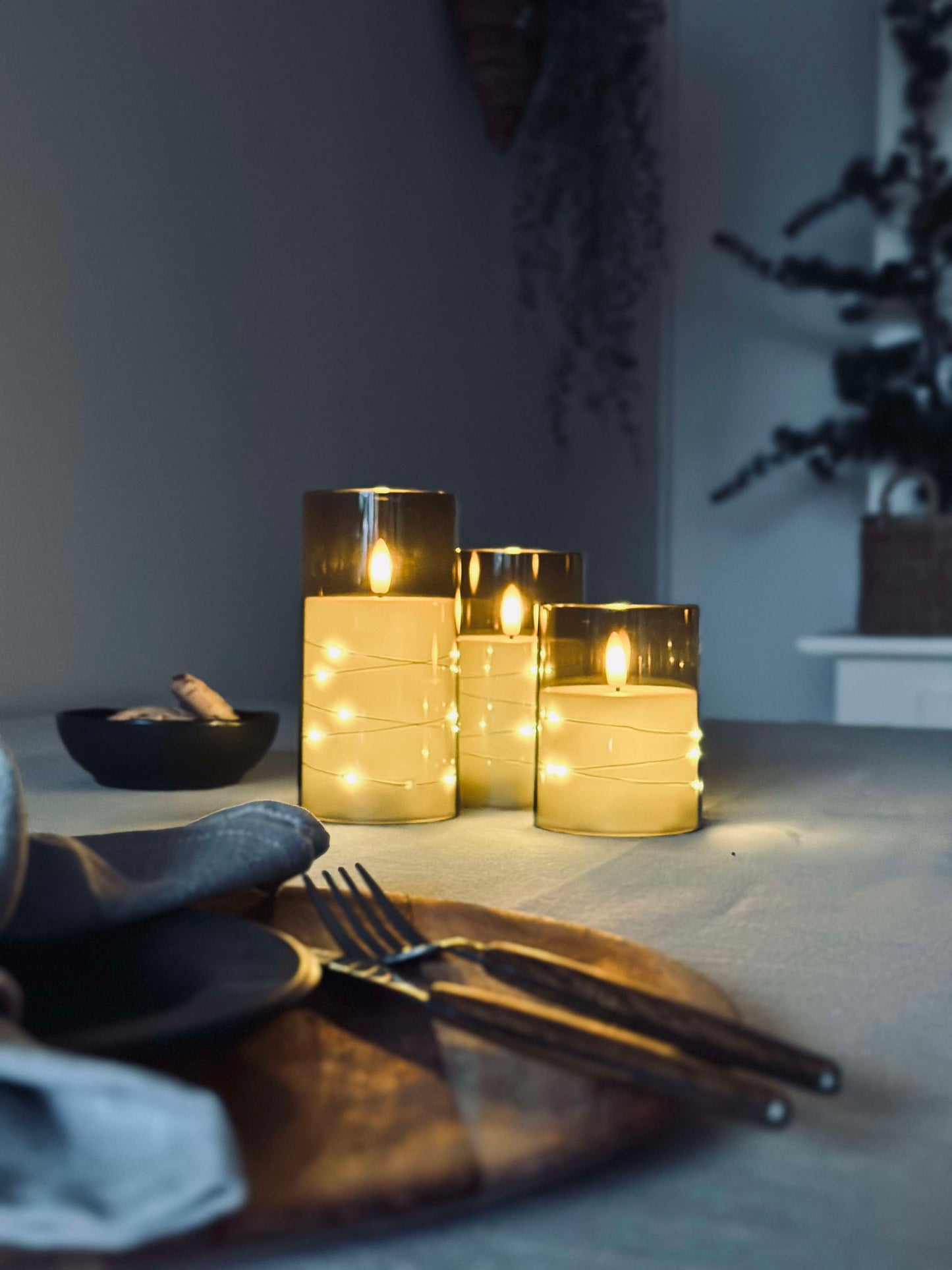LED Lys ALMA 3 stk m. fjernbetjening