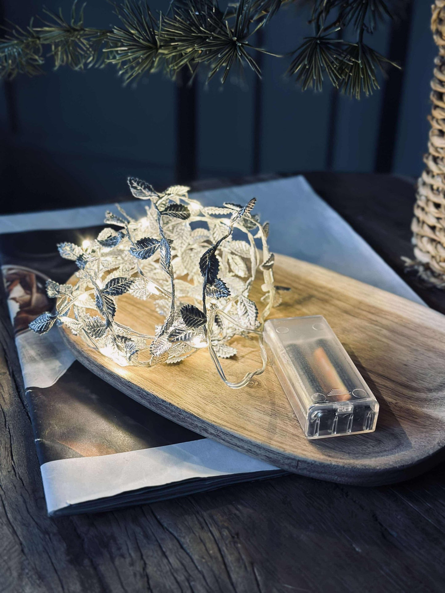 Lyskæde med blade - Silver