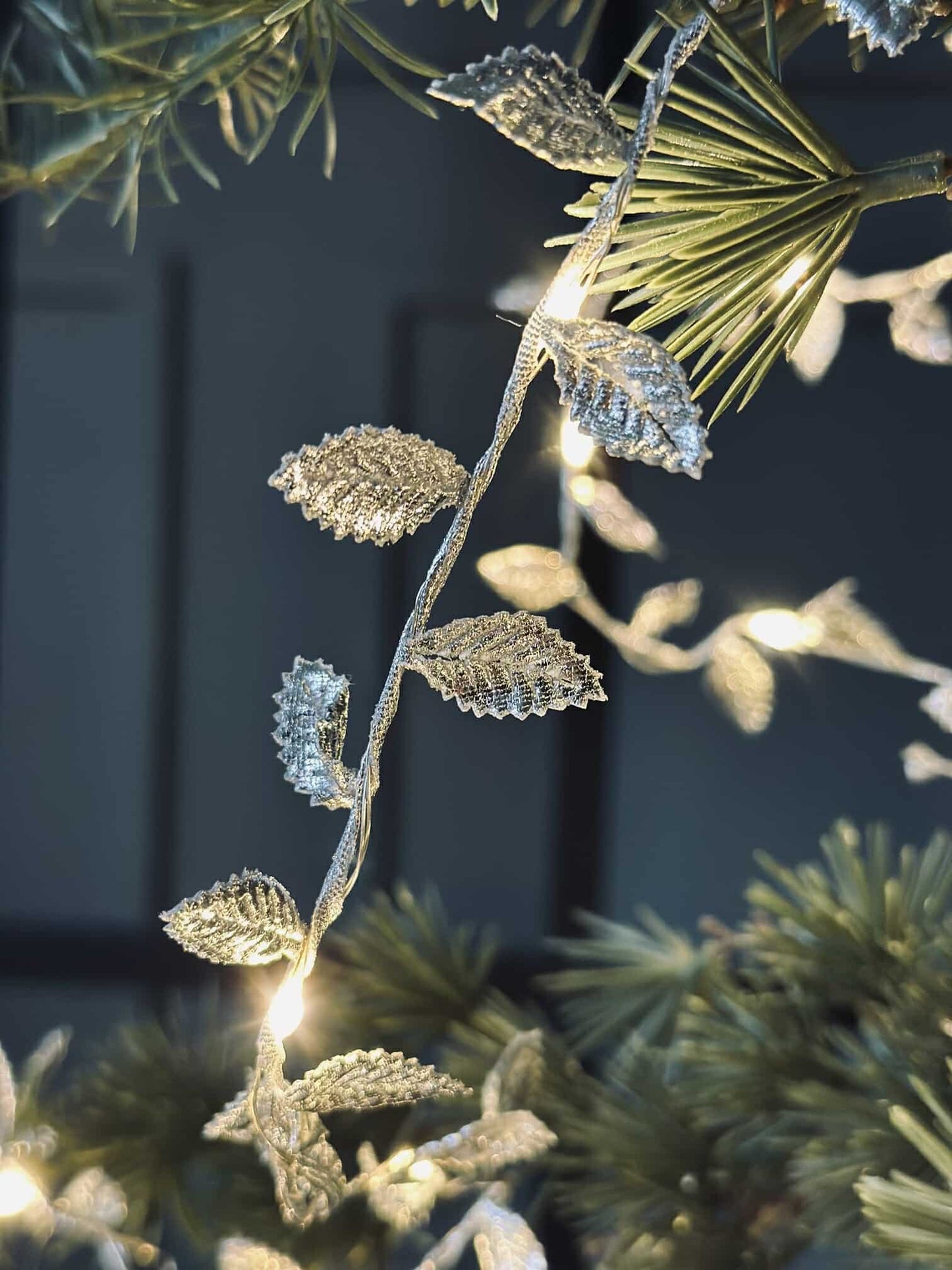 Lyskæde med blade - Silver