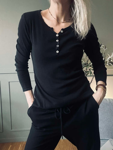 Basis bluse med knapper – ´Black