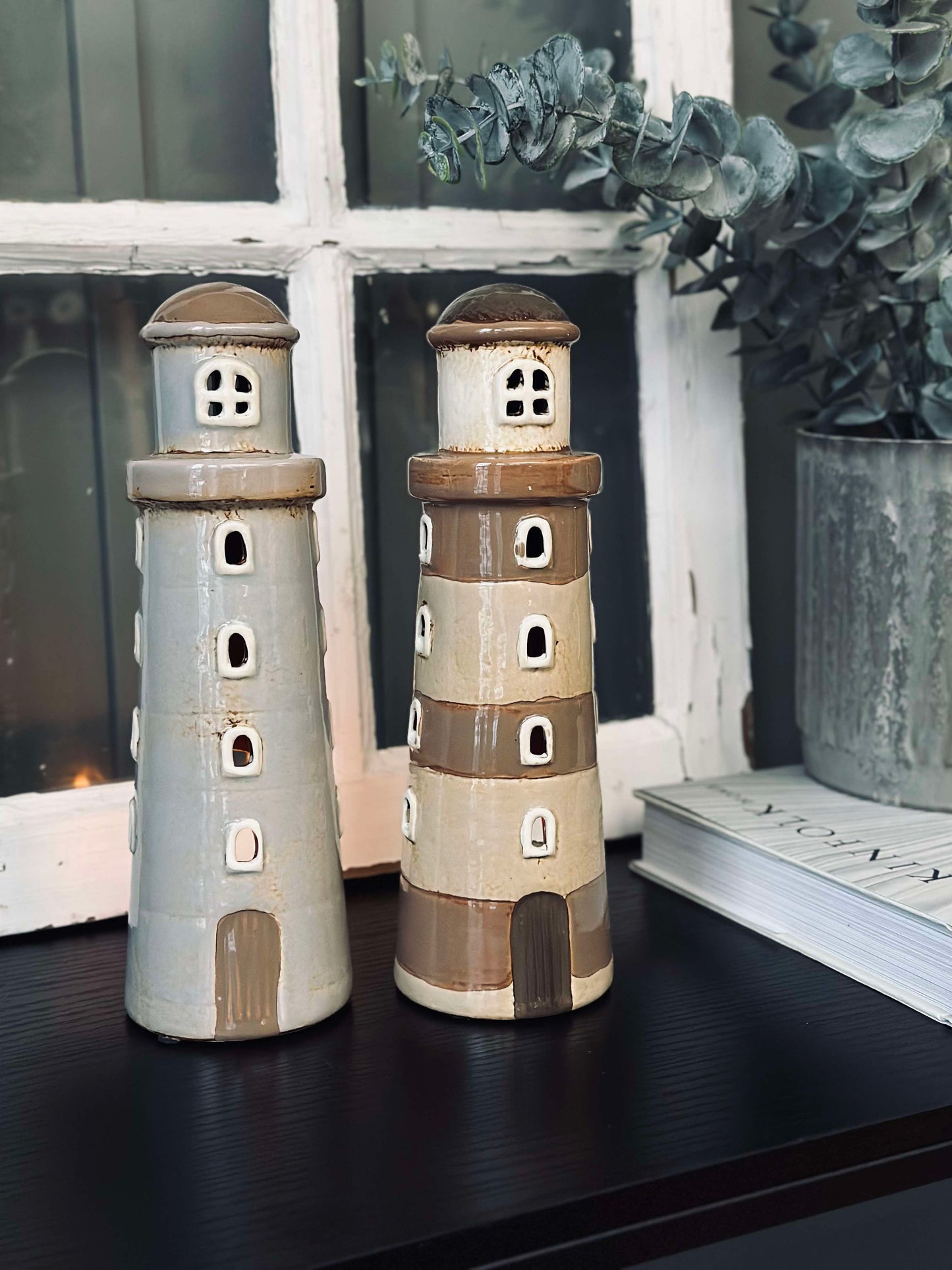 Lyshus Keramik - Fyrtårn Beige strib