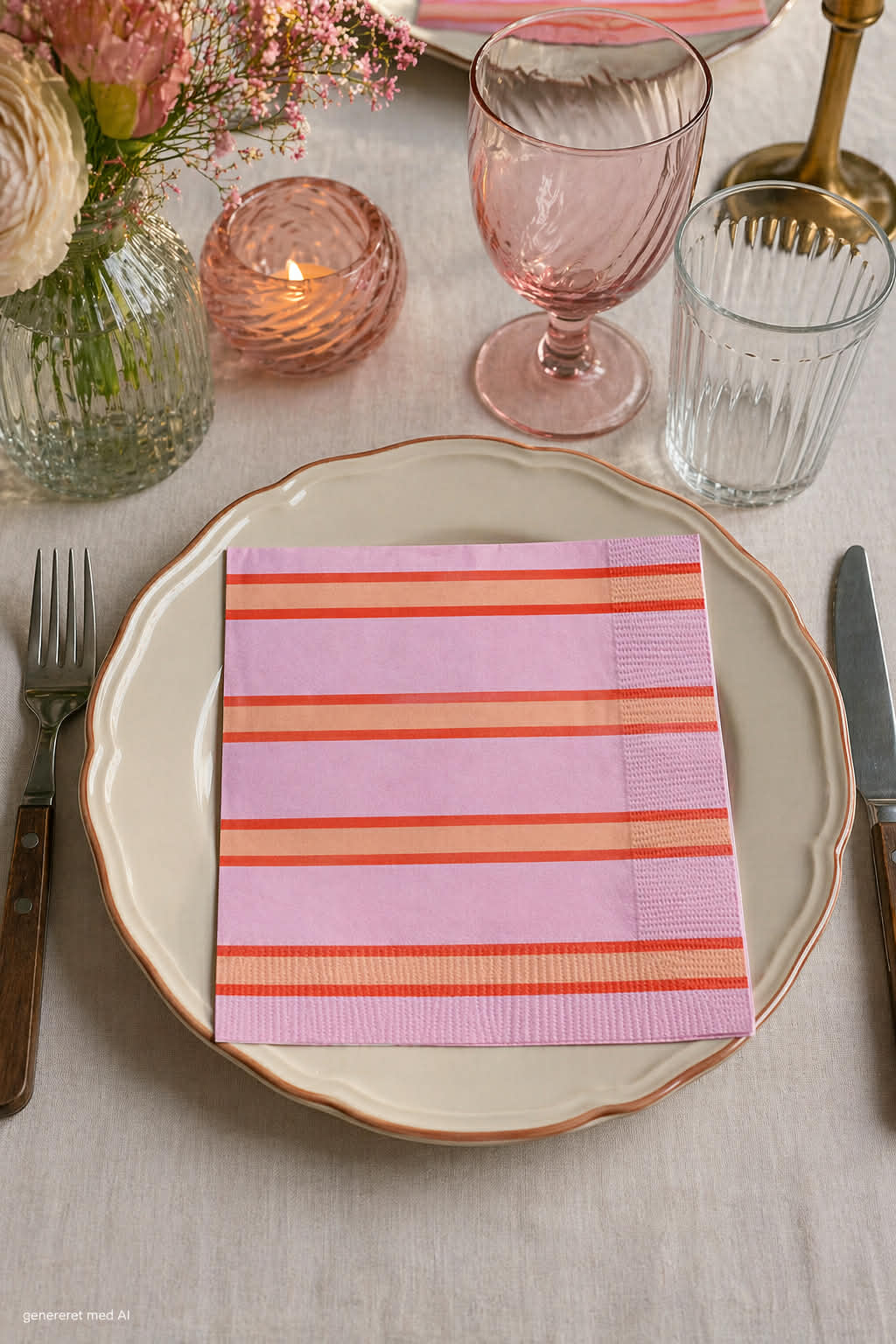 Servietter orange strip - 20 stk