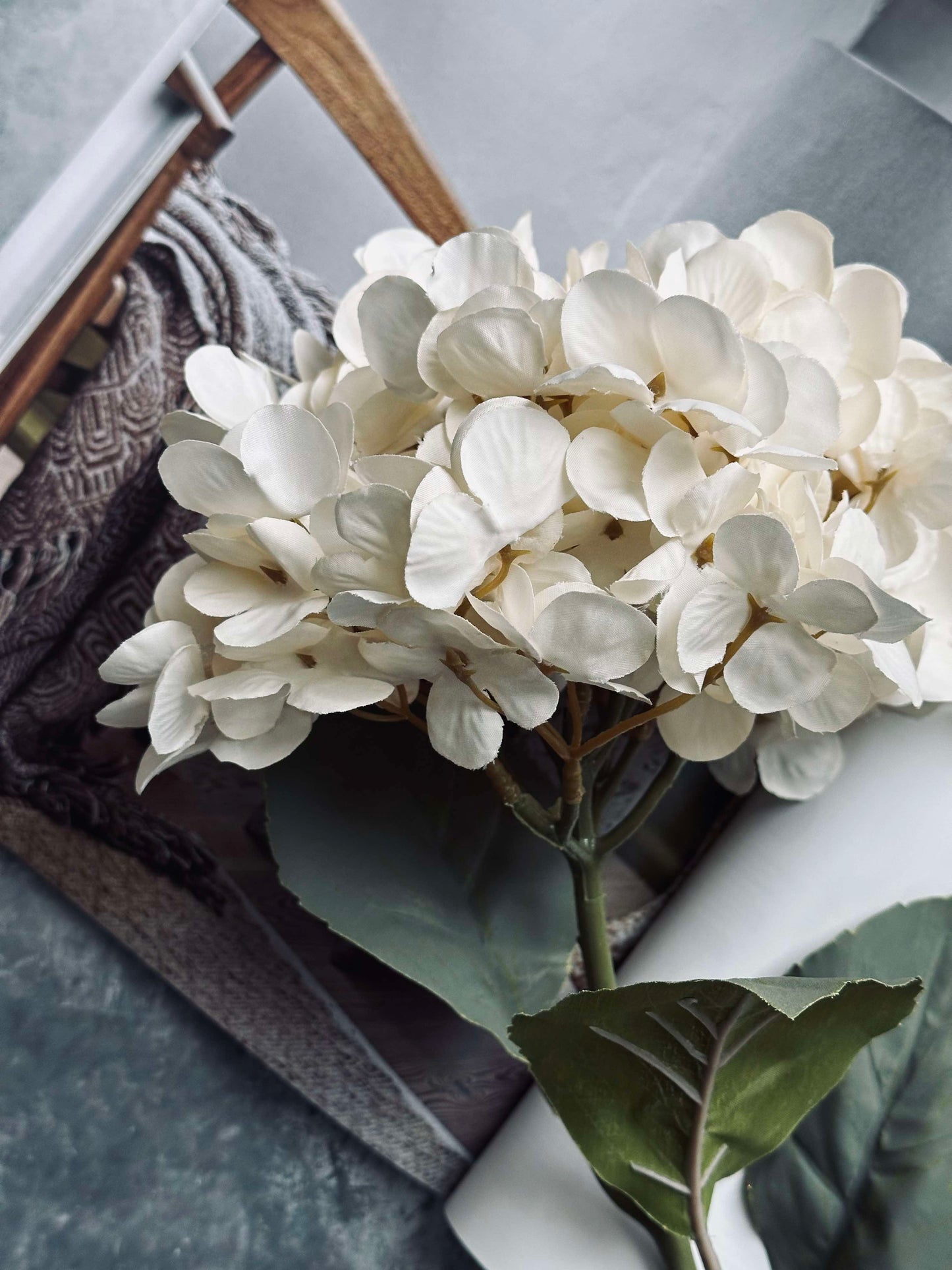 Blomst silk Hortensia Hvid