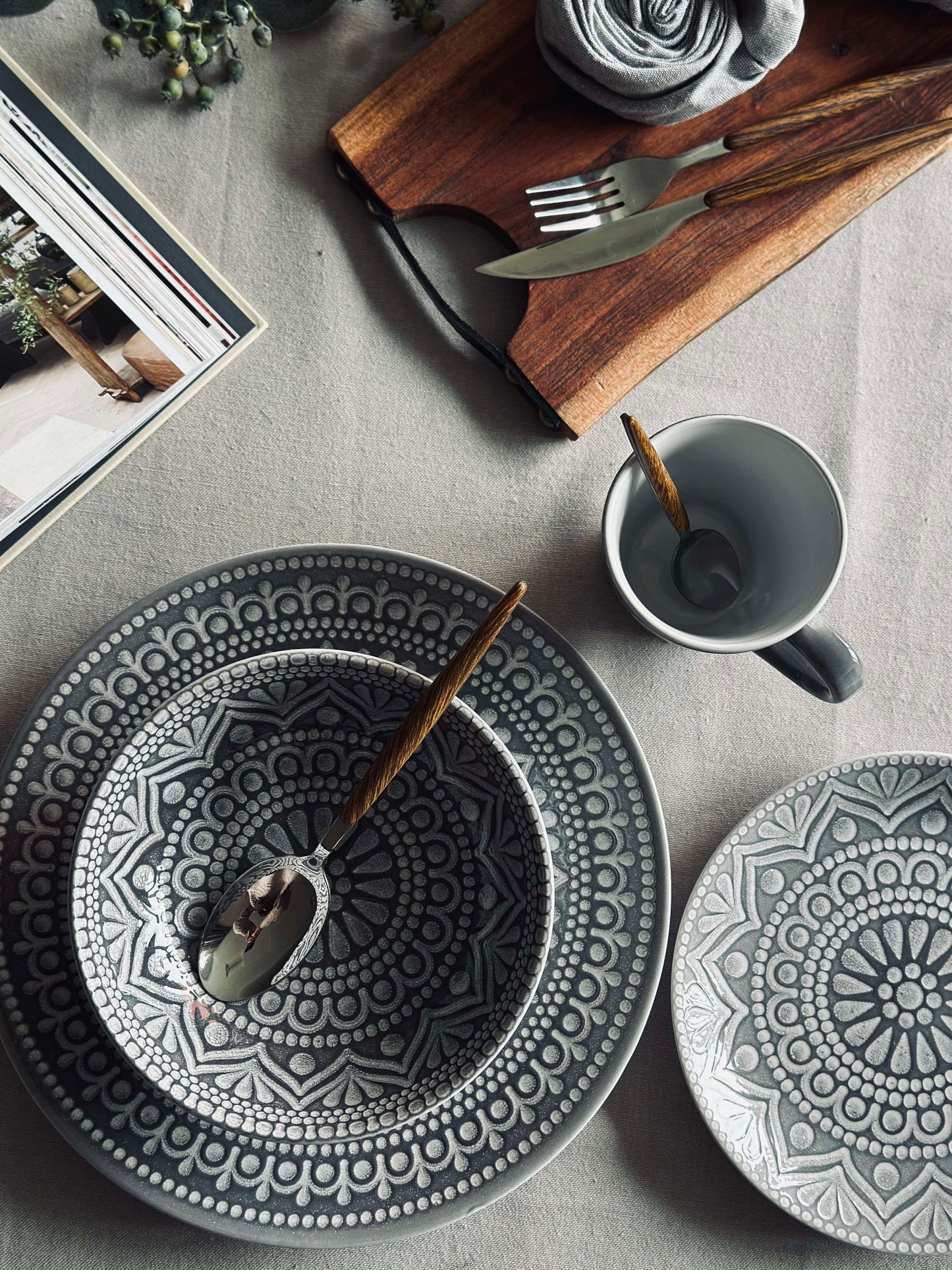 Tallerken India Stonewear 20cm - Grey