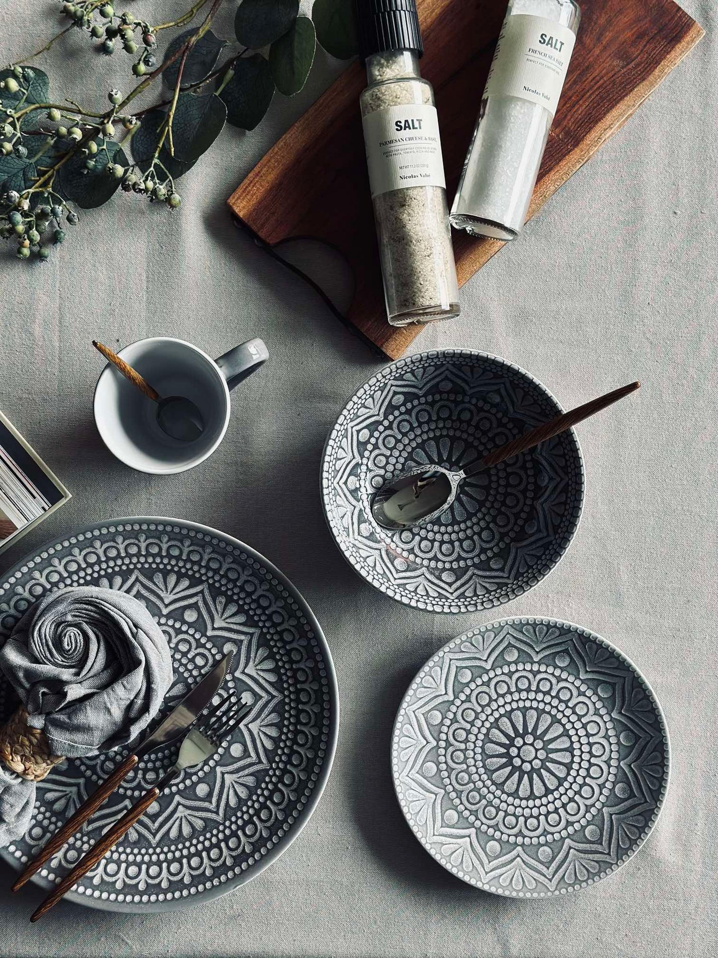 Tallerken India Stonewear 20cm - Grey