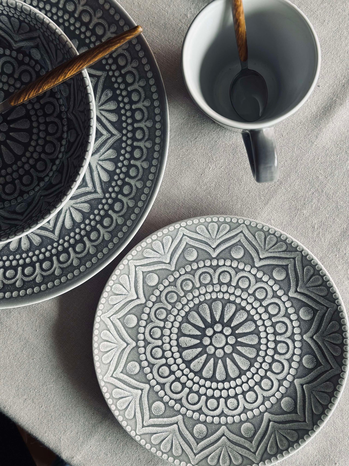 Tallerken India Stonewear 20cm - Grey