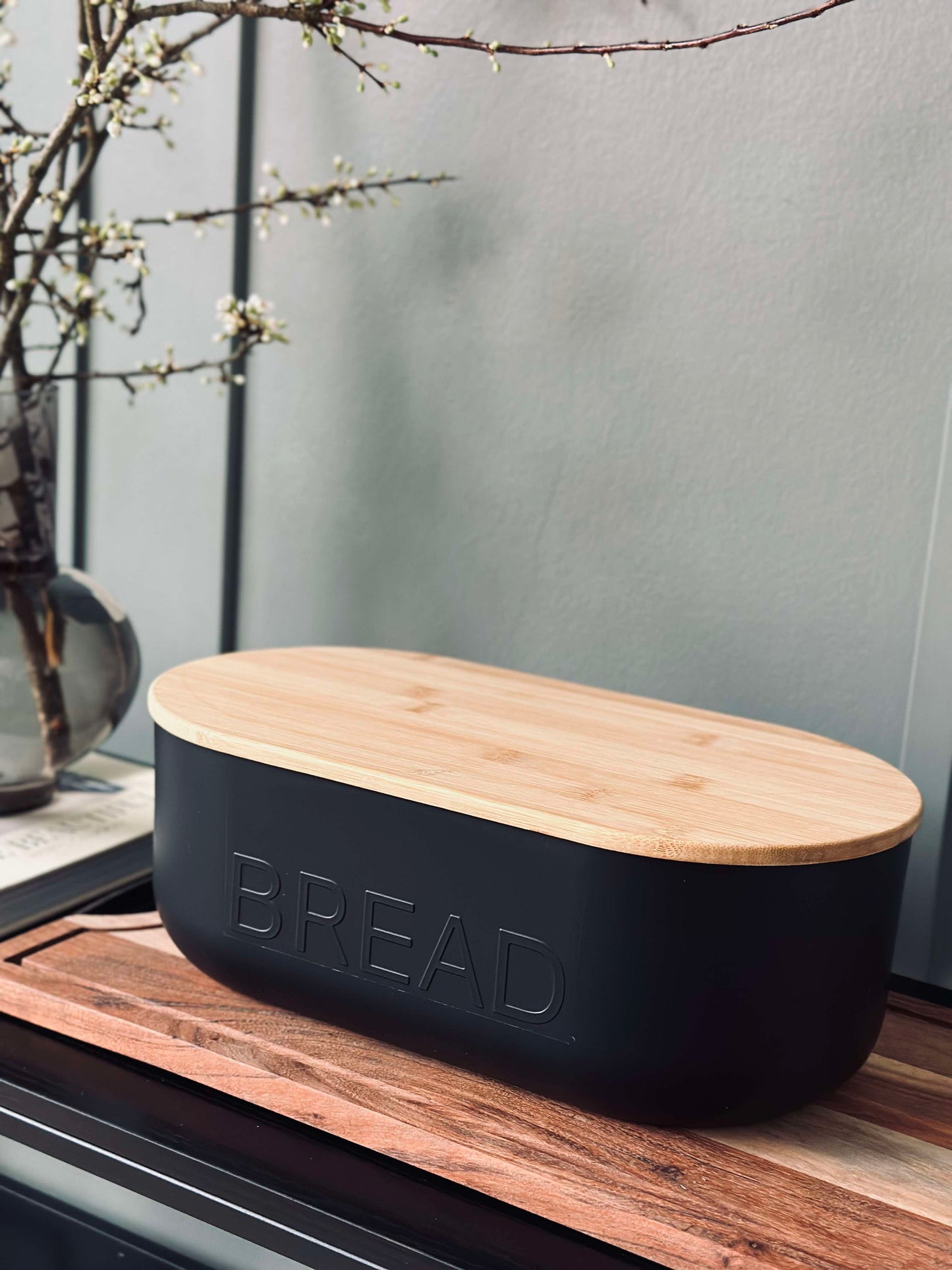 Brødkasse m. bambus låg