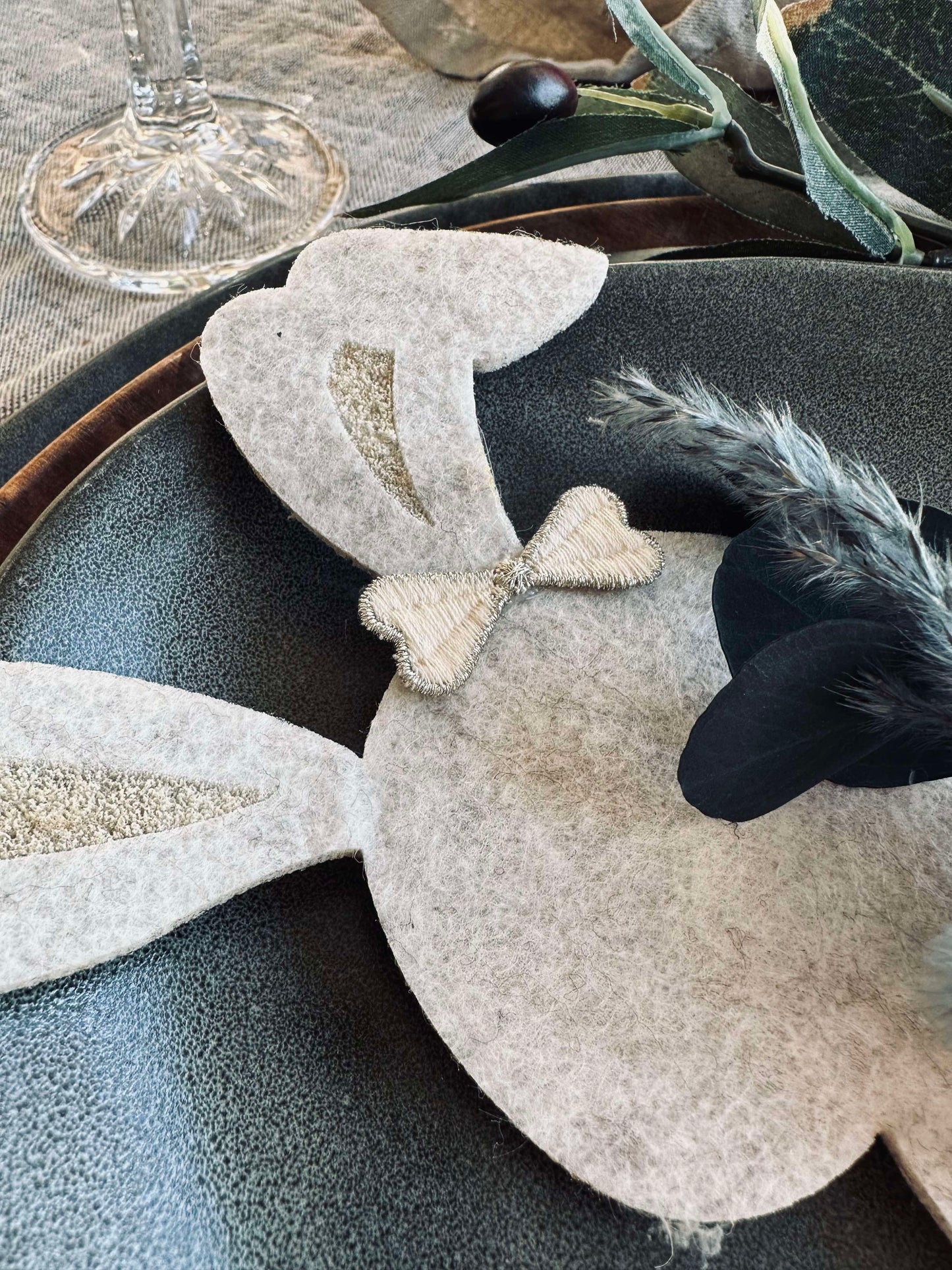 Bestikholder kanin Beige- Sæt med 4 stk