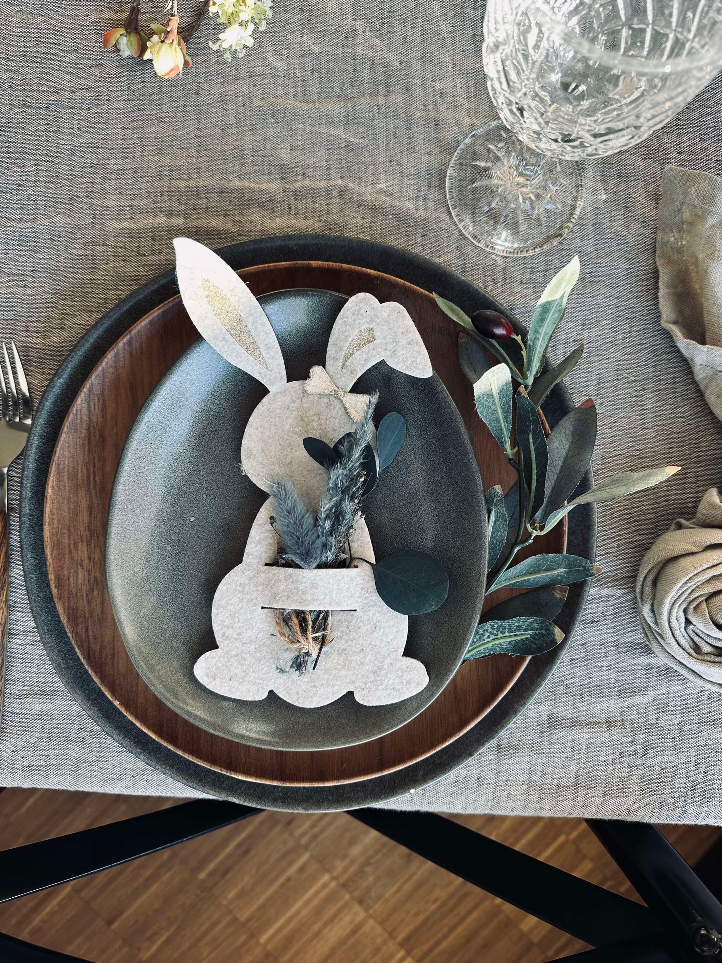 Bestikholder kanin Beige- Sæt med 4 stk