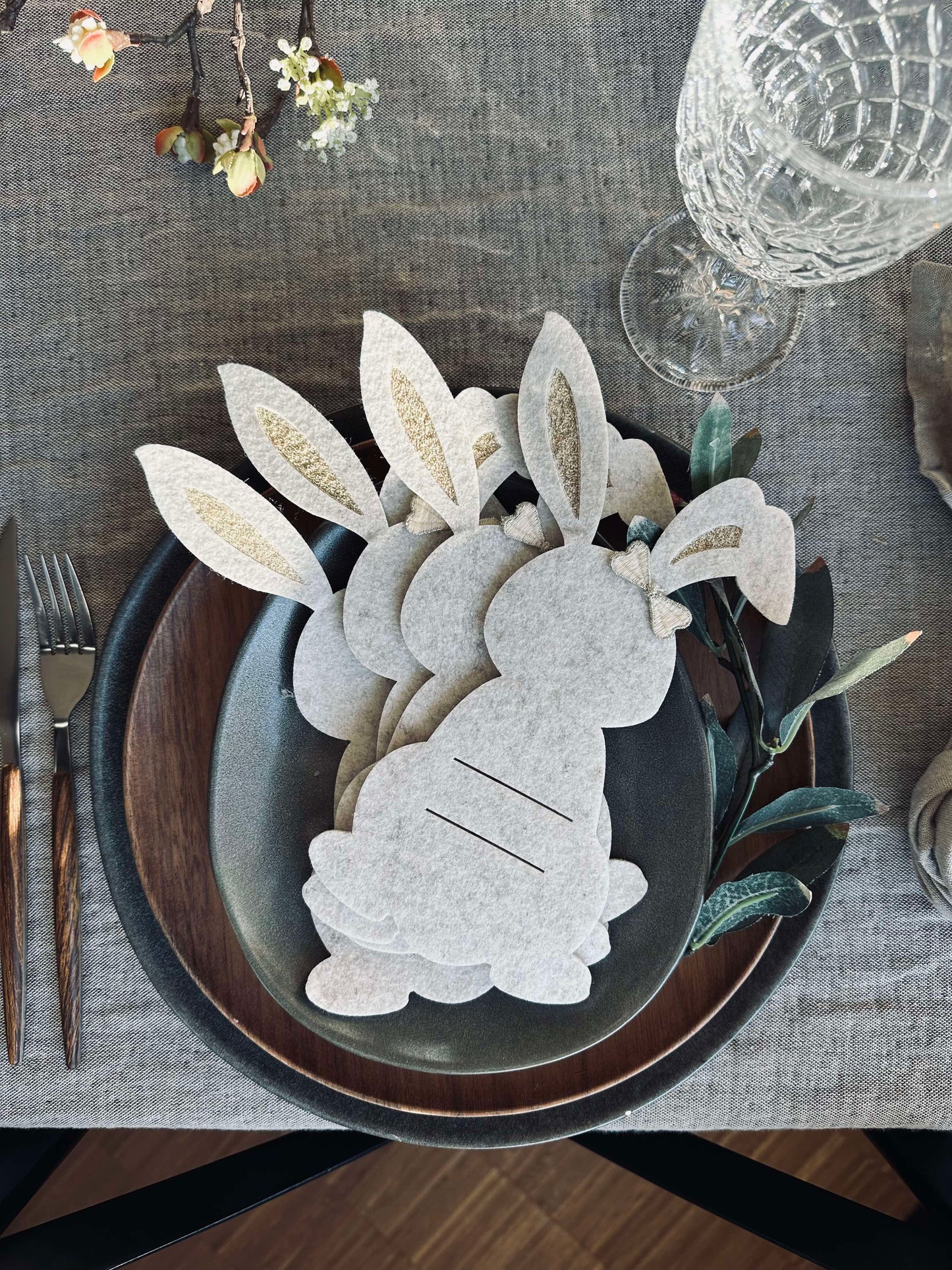 Bestikholder kanin Beige- Sæt med 4 stk