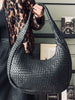 Elegant håndflettet skuldertaske - Black big