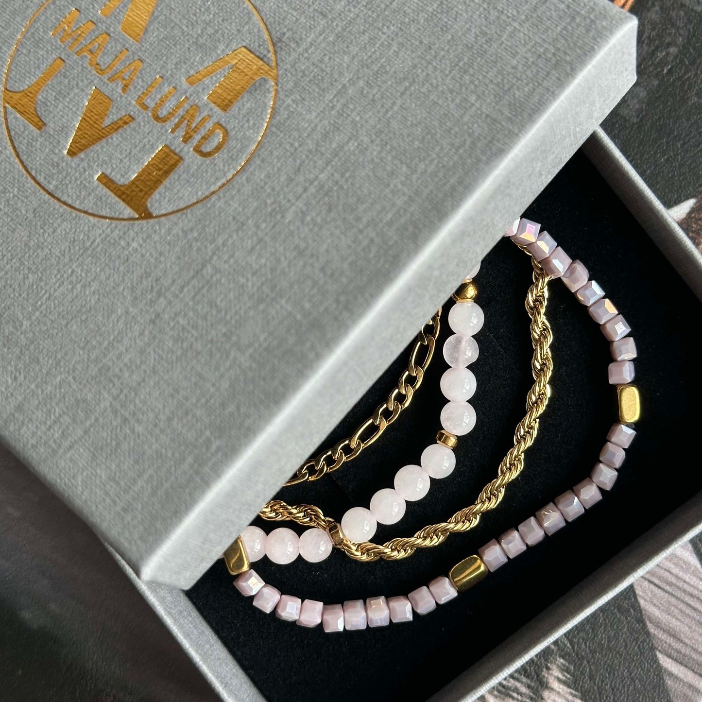 Armbånd Erika lavendel - Sæt med 4 armbånd