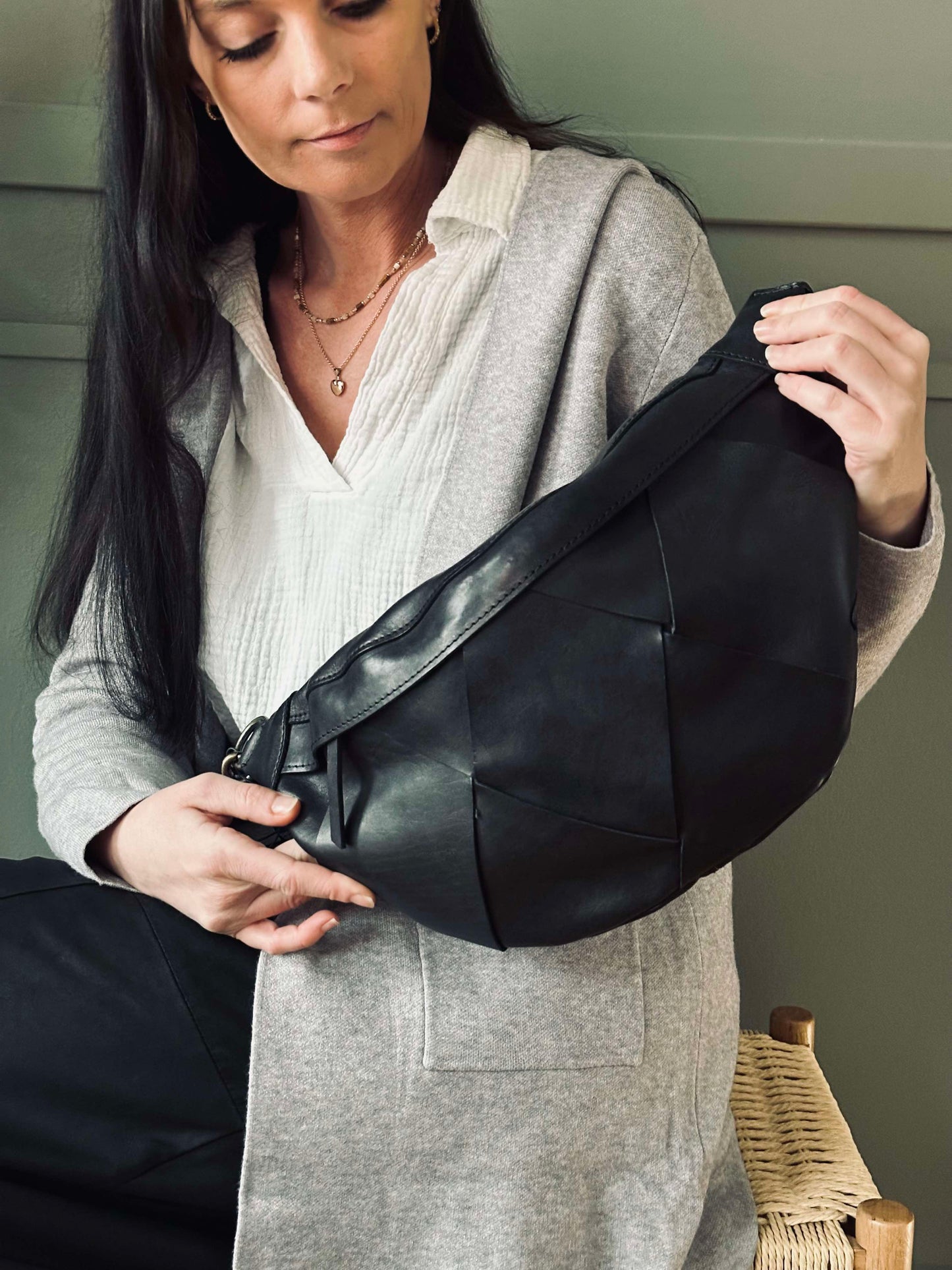 Eksklusiv håndflettet bumbag - Black