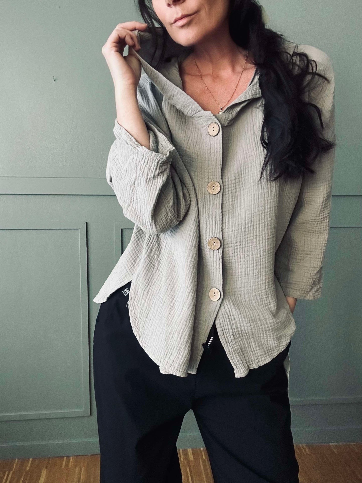 Cardigan i let vaflet bomuld - Beige