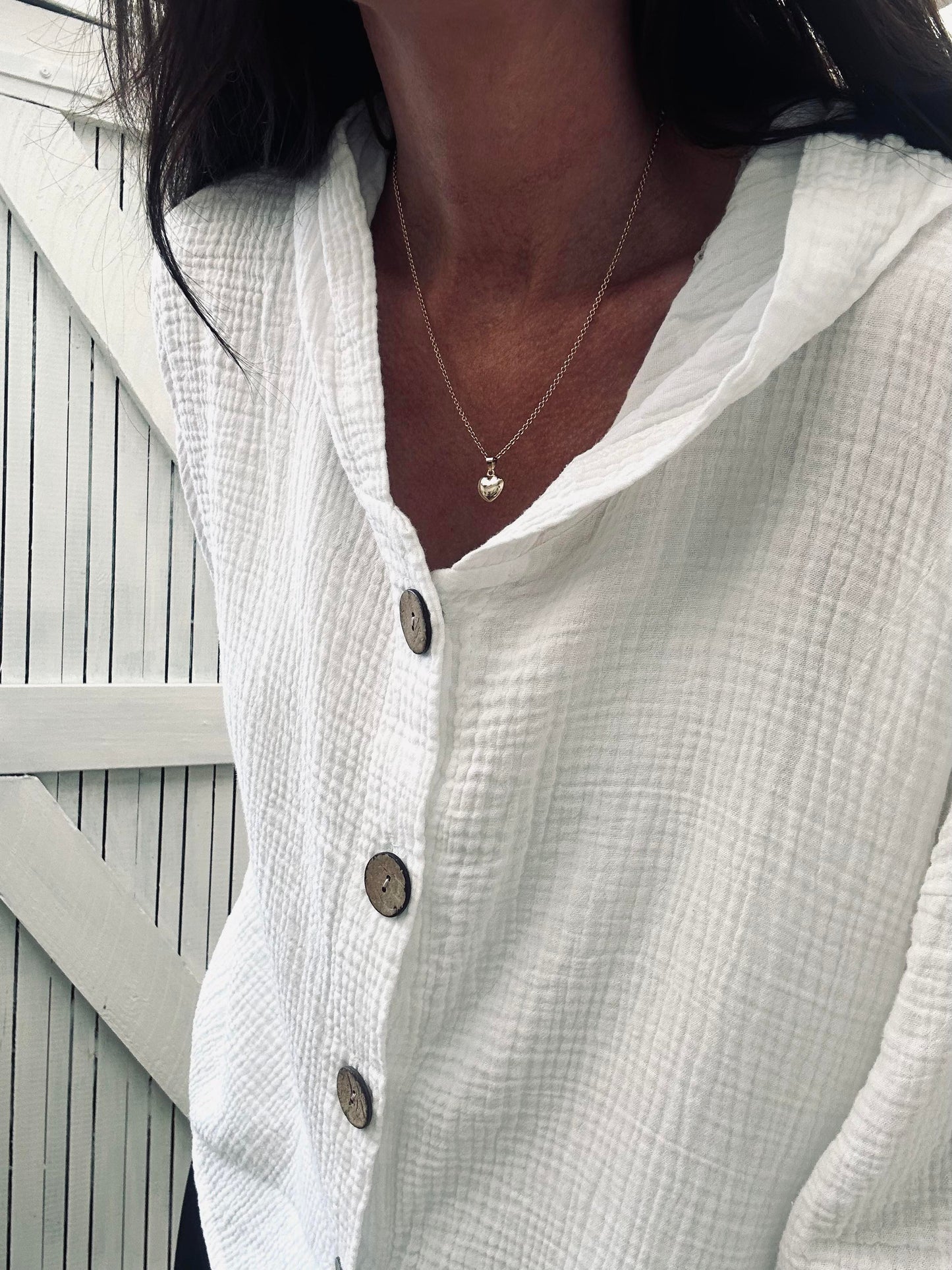 Cardigan i let vaflet bomuld - White