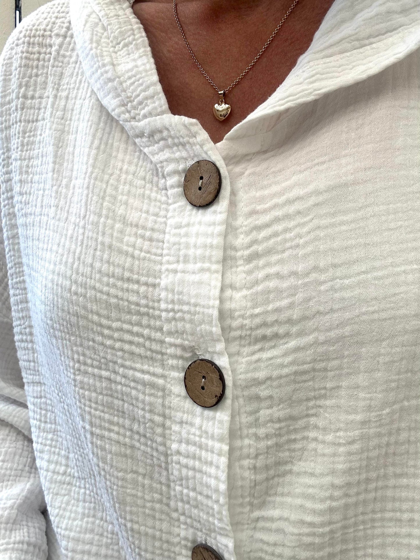 Cardigan i let vaflet bomuld - White