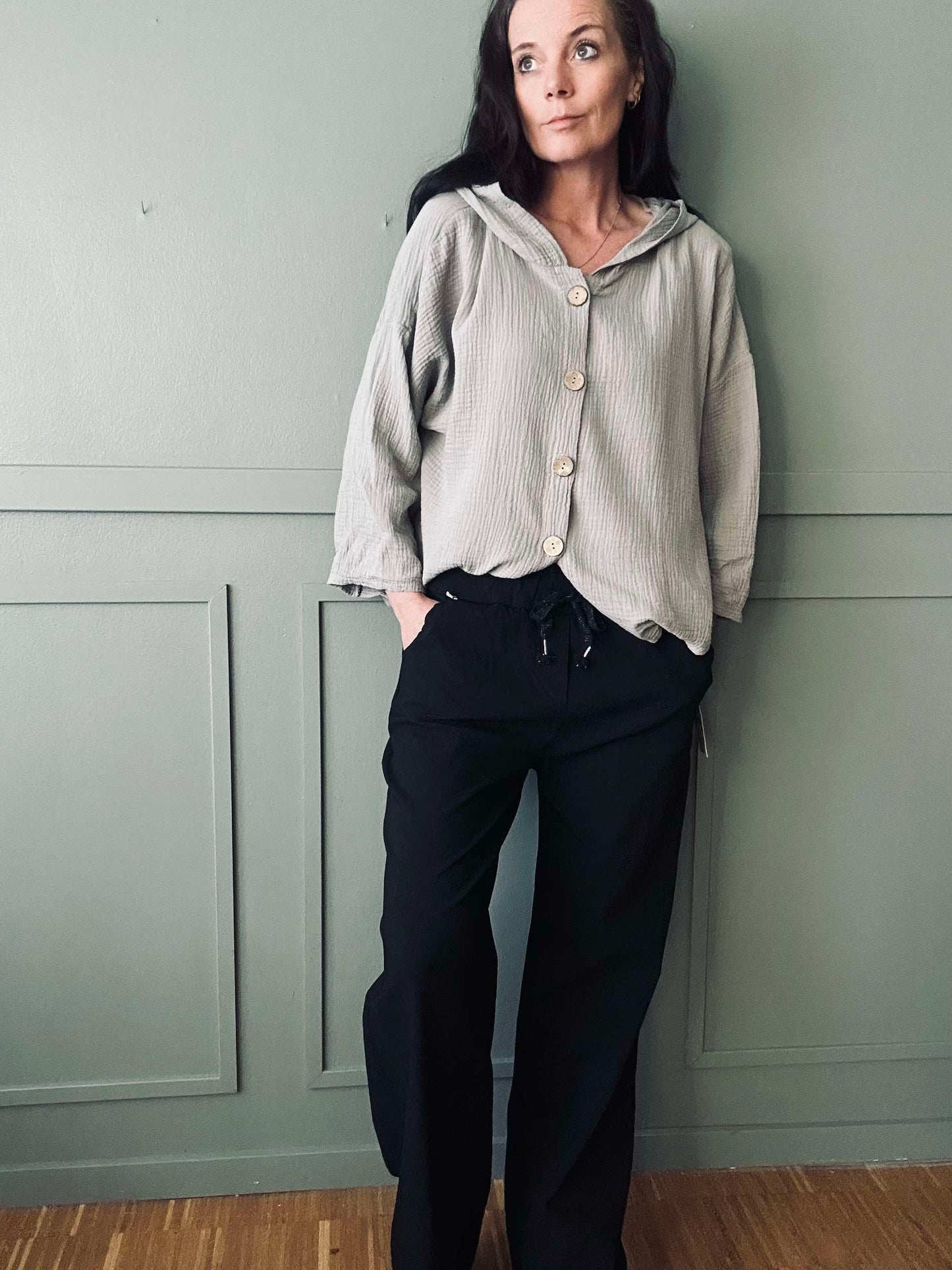 Cardigan i let vaflet bomuld - Beige