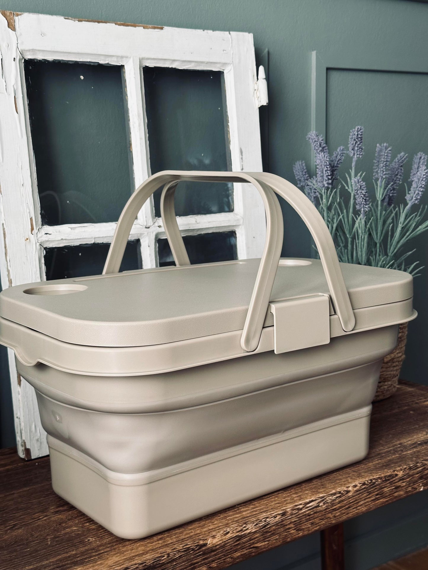 Foldbar Picnickurv m. låg beige